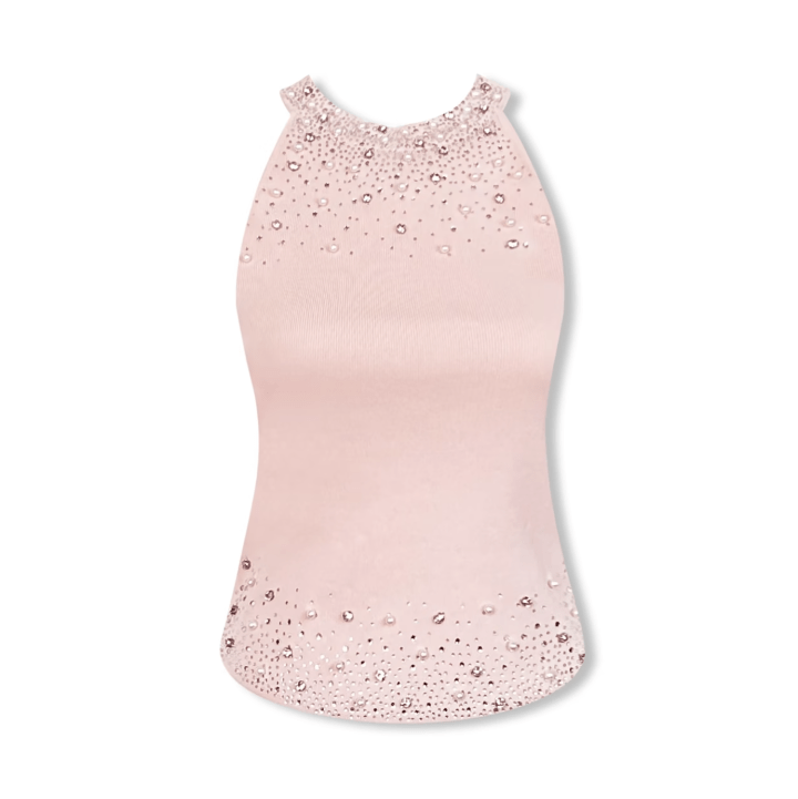 NOT FOR US Diamond Halter Neck Vest in Pink | MADAX
