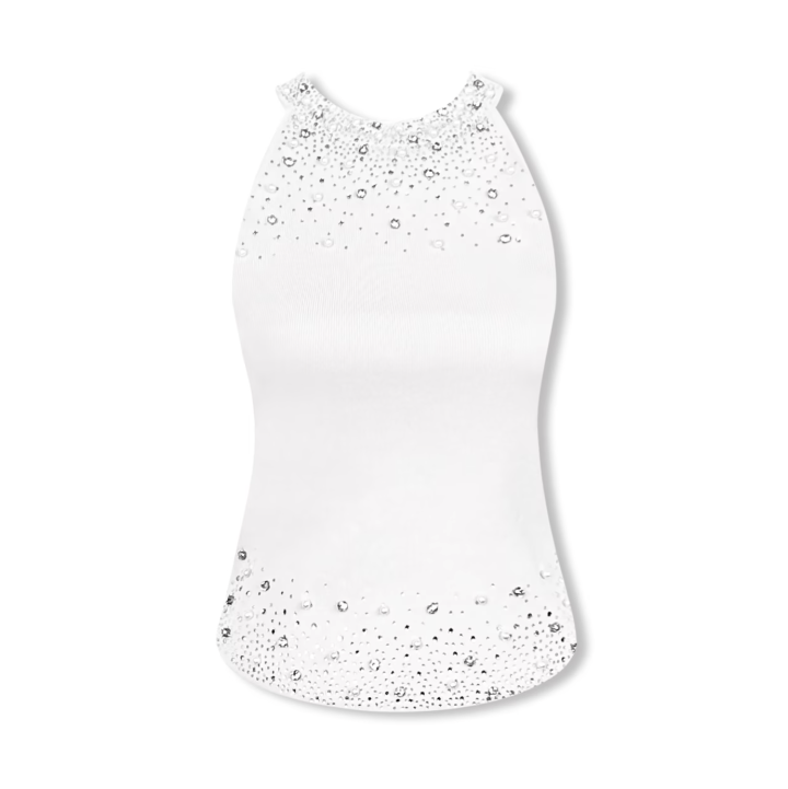 NOT FOR US Diamond Halter Neck Vest in White | MADAX