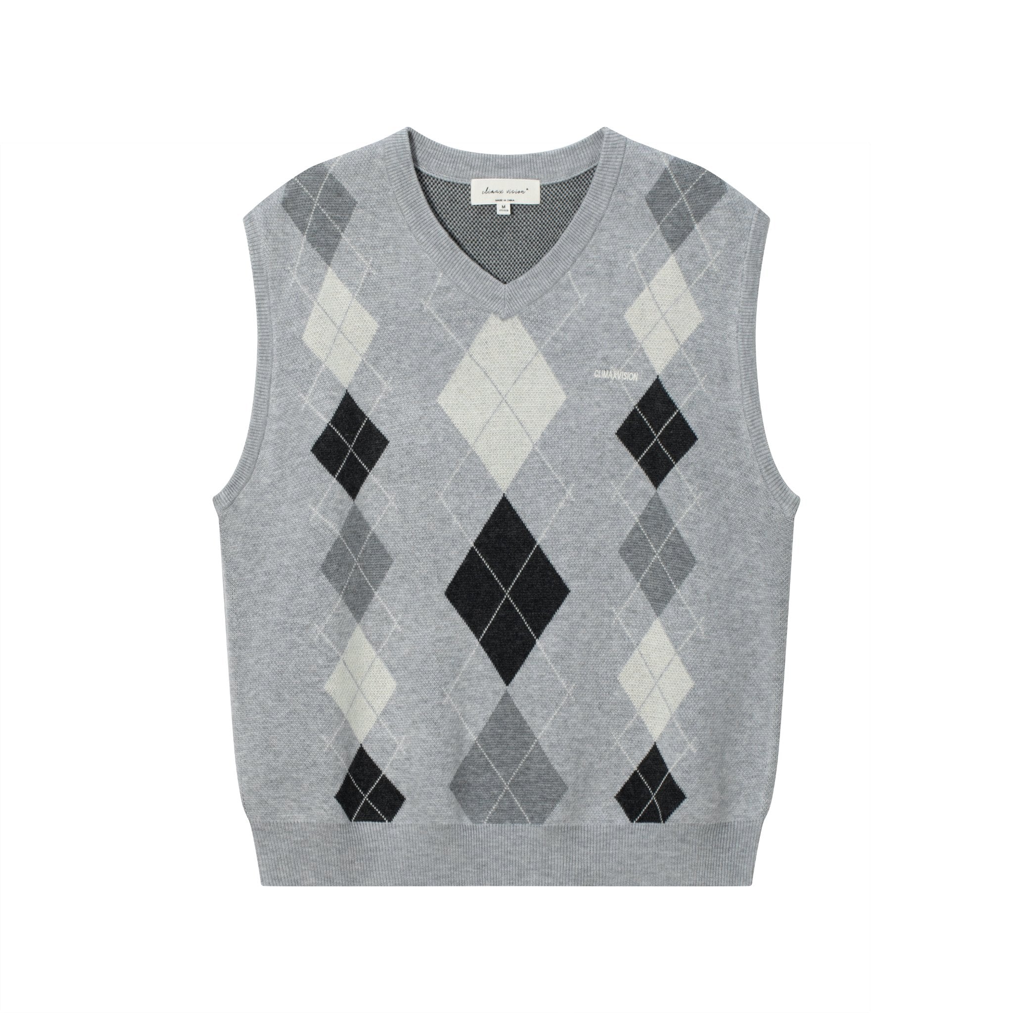 CLIMAX VISION Diamond Pattern Color Block Knitted Vest | MADAX