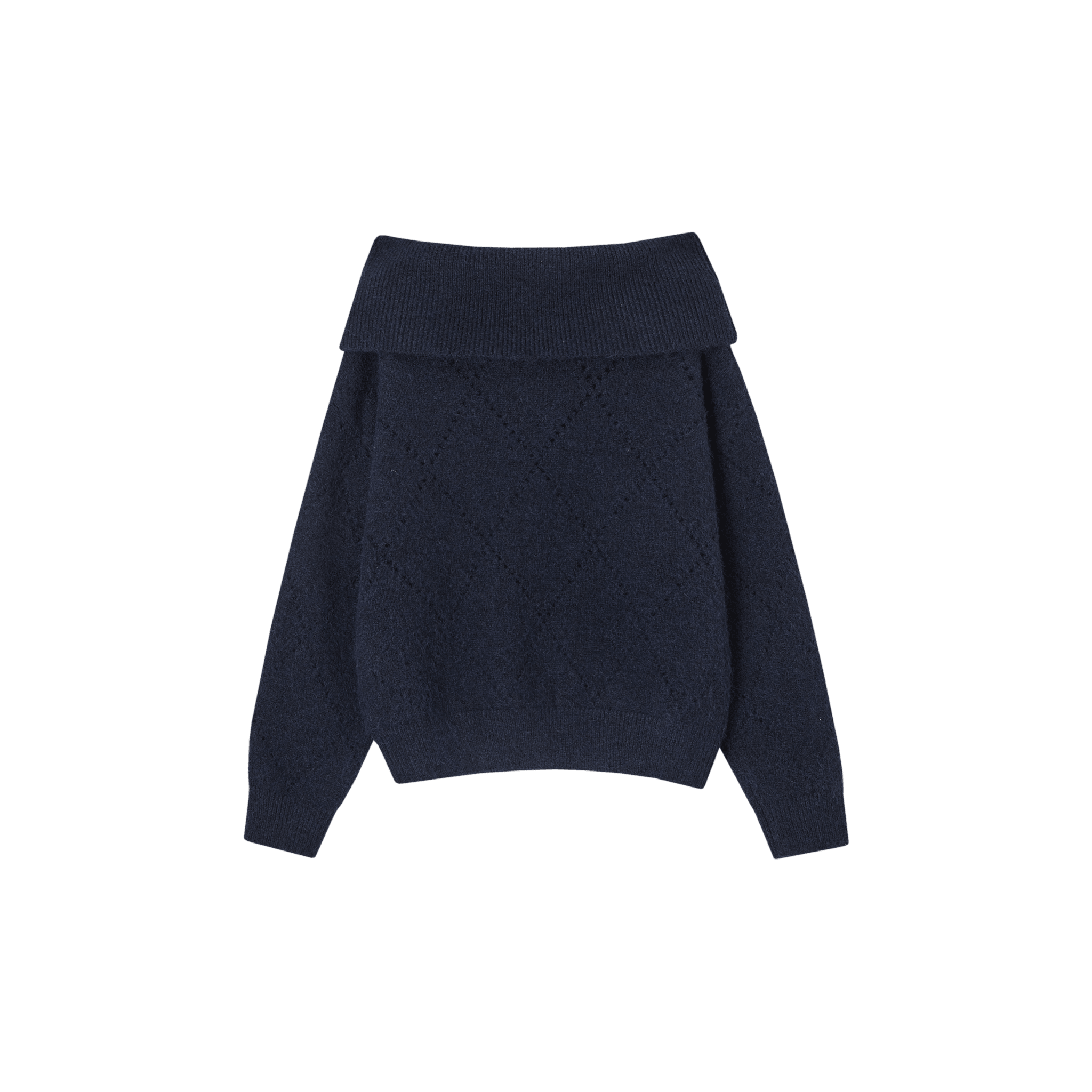 SOMESOWE Diamond - patterned Open - shoulder Sweater in Navy blue | MADAX