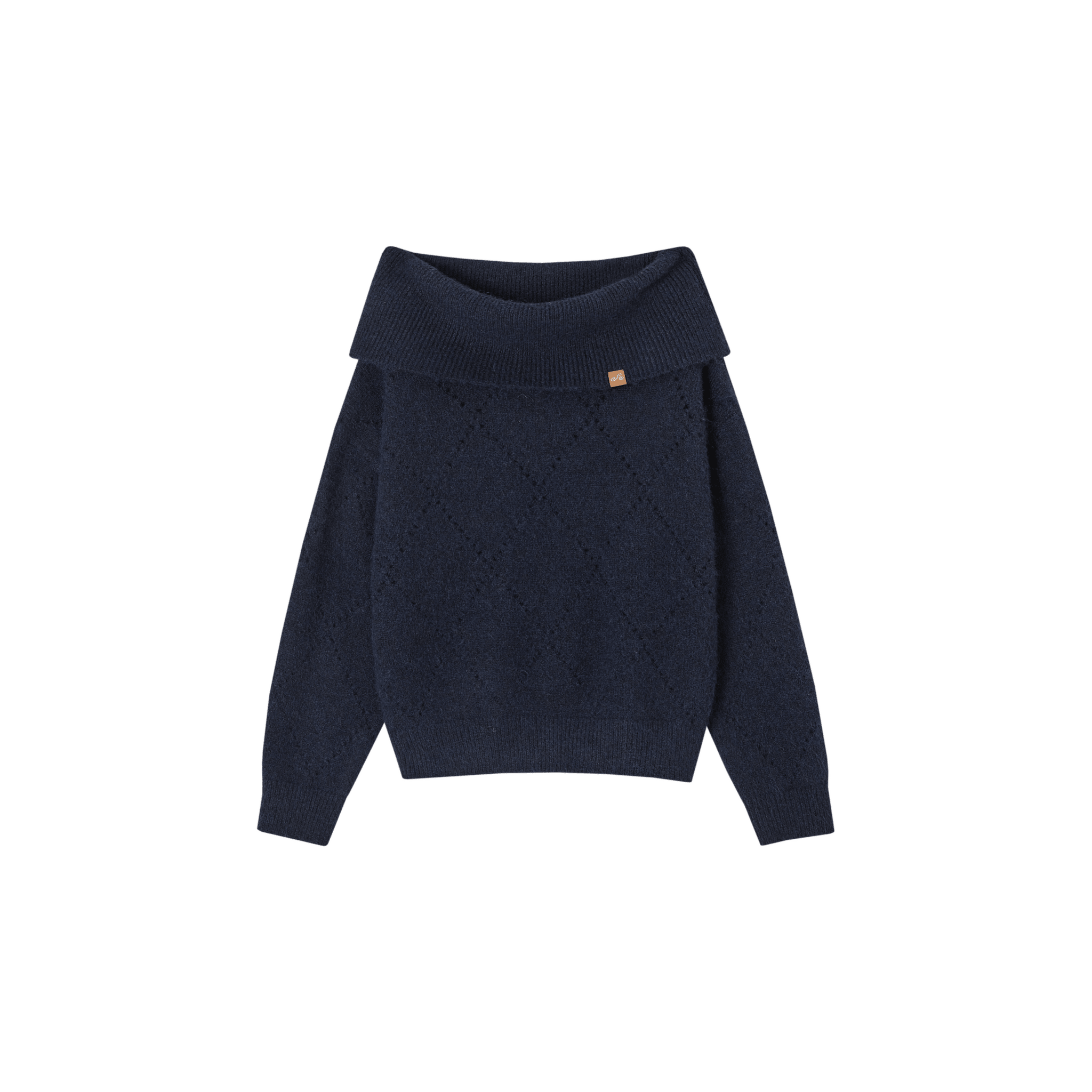 SOMESOWE Diamond - patterned Open - shoulder Sweater in Navy blue | MADAX