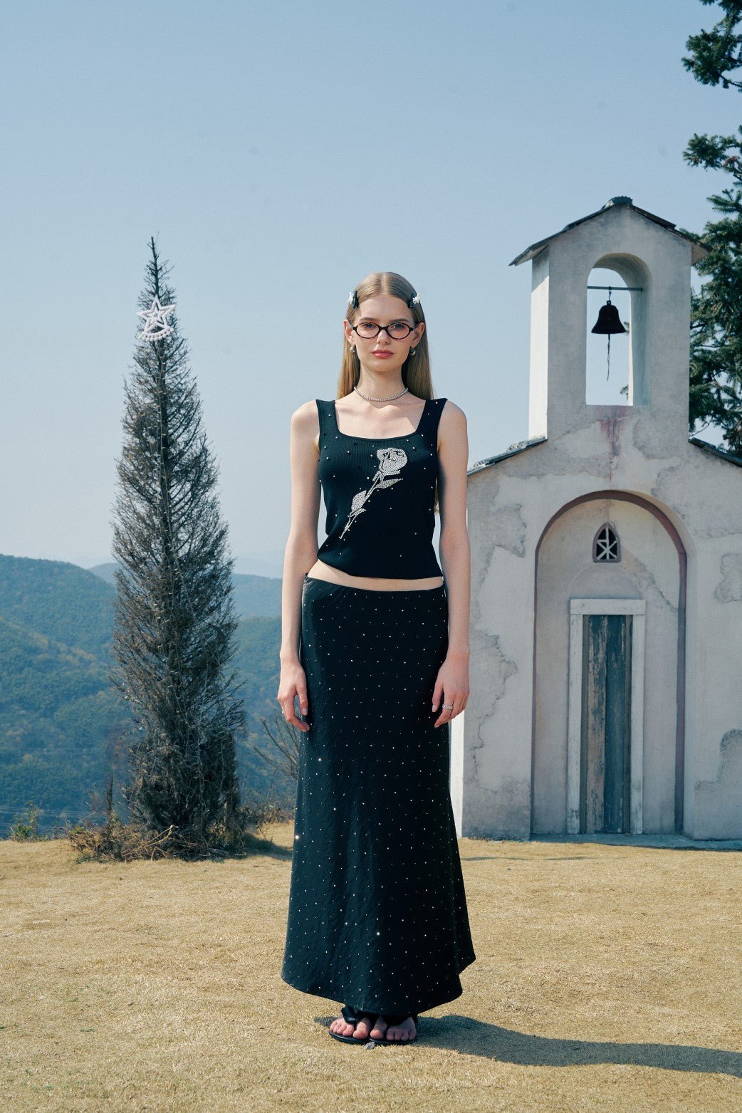 AIMME SPARROW Diamond Skirt In Black | MADAX