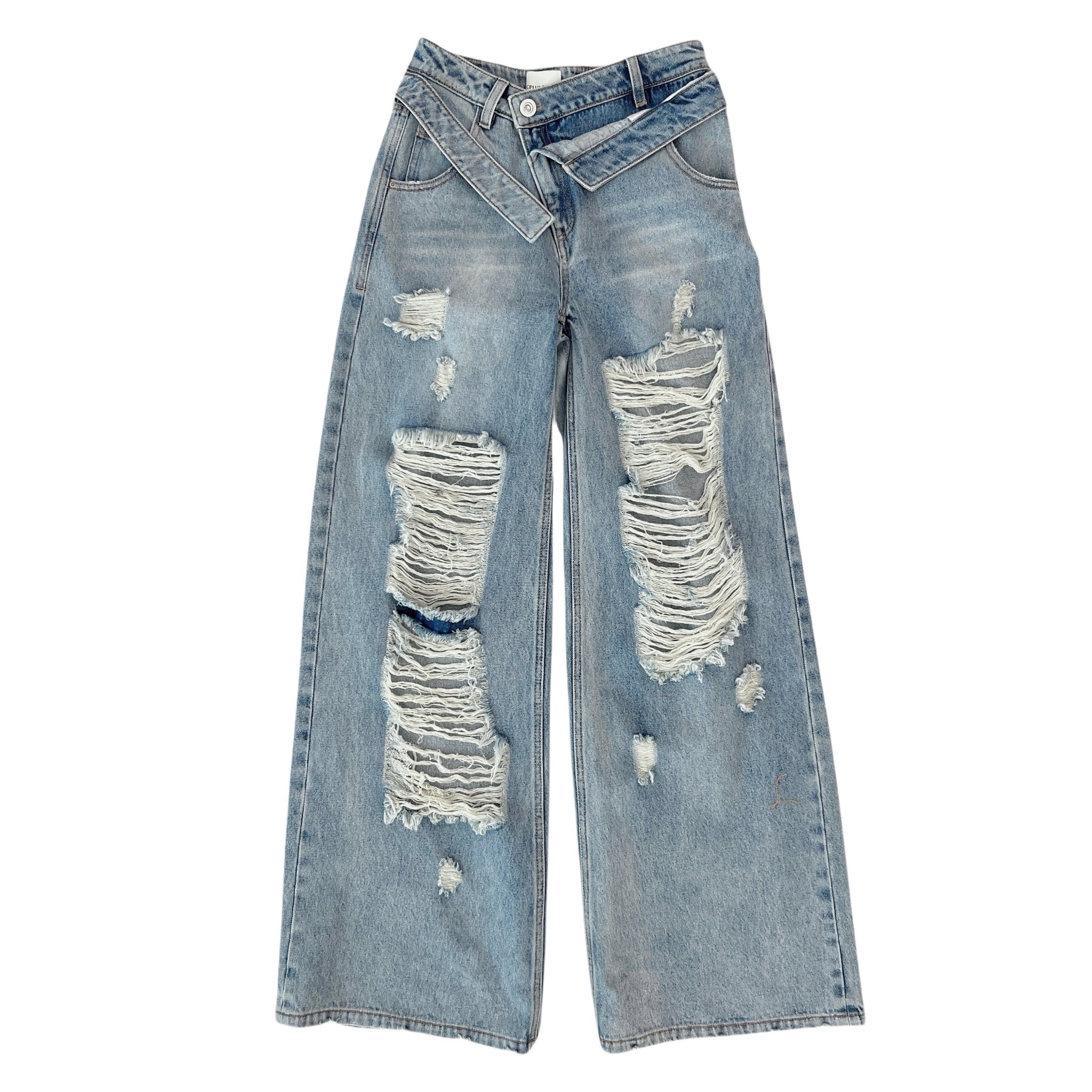 CPLUS SERIES Distressed Deconstructed Waist Wide - Leg Jeans | MADA IN CHINA