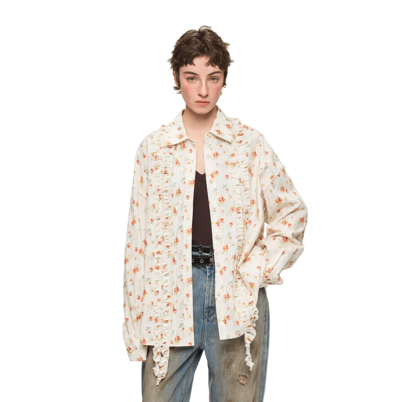 Alexia Sandra Ditsy Floral Ruffled Blouse In Multicolor | MADAX