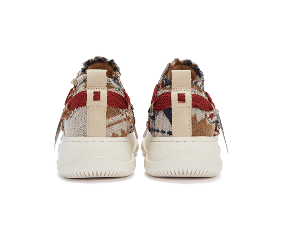 SMILEREPUBLIC DIY Patterned Woolen Ethnic Cloth with Tassels and Coarse Grain Canvas Shoes | MADAX