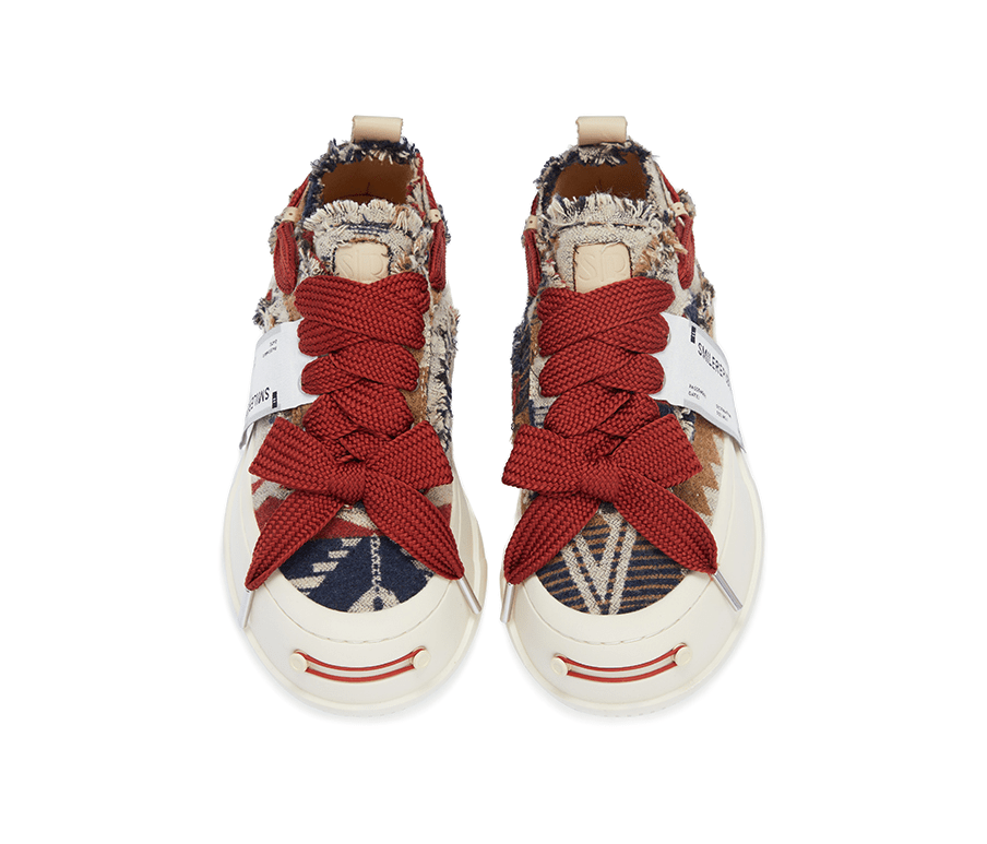 SMILEREPUBLIC DIY Patterned Woolen Ethnic Cloth with Tassels and Coarse Grain Canvas Shoes | MADAX