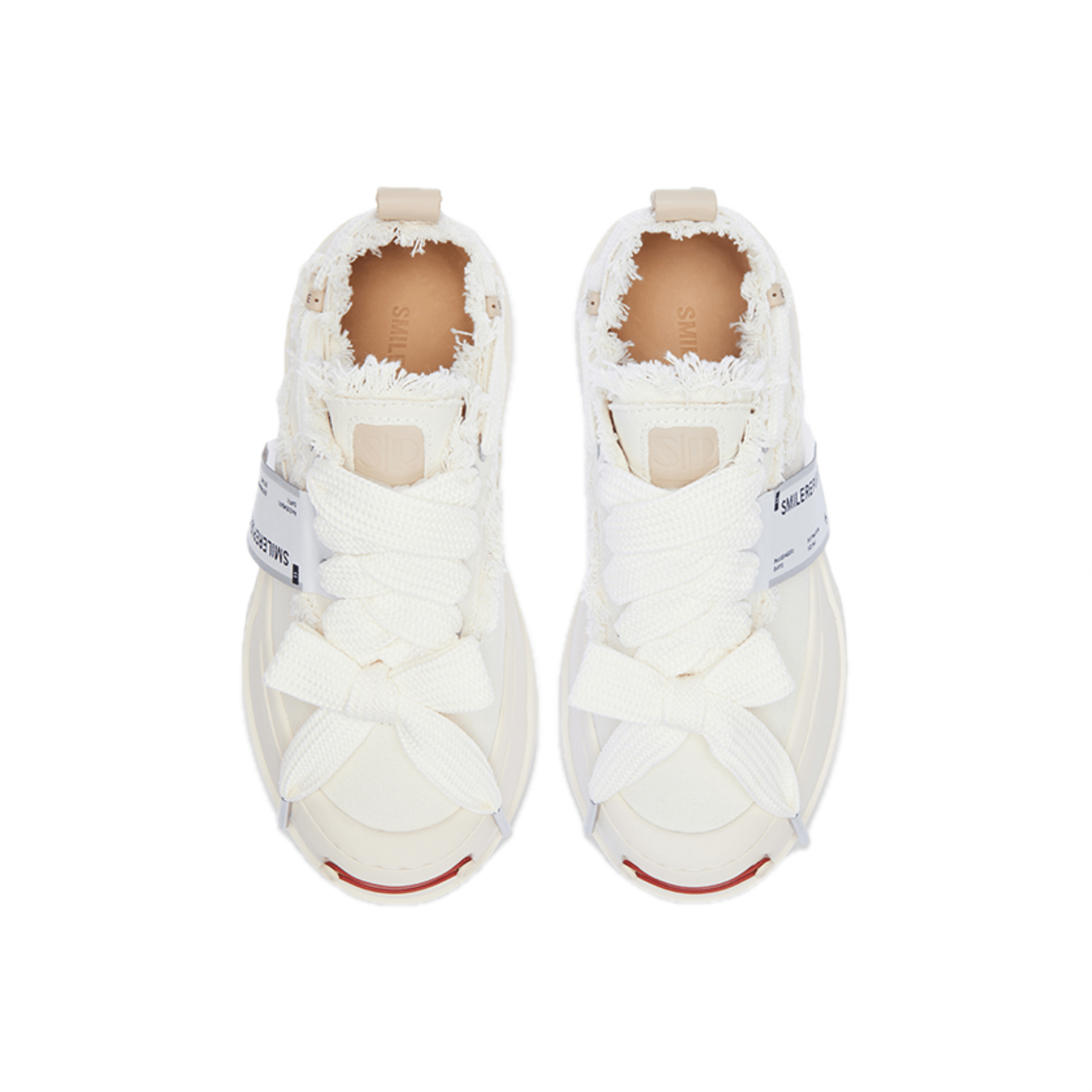 SMILEREPUBLIC DIY Tassel Open - mouthed Smiley Canvas Shoes in White | MADAX