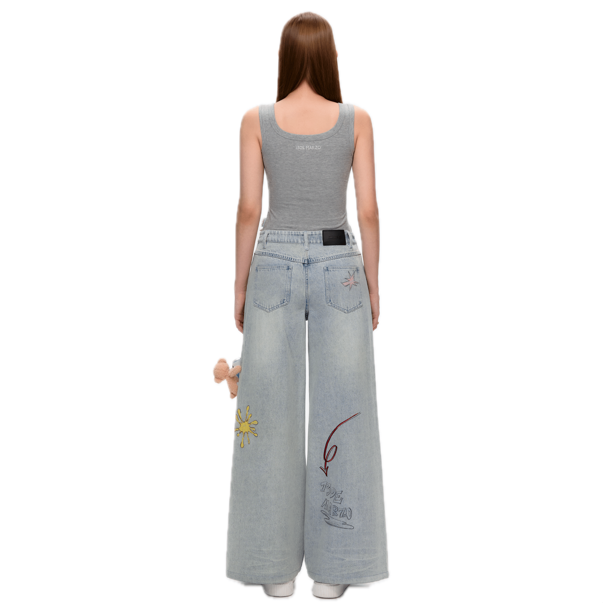 13DE MARZO Doll Spray Painted Jeans in Blue | MADAX