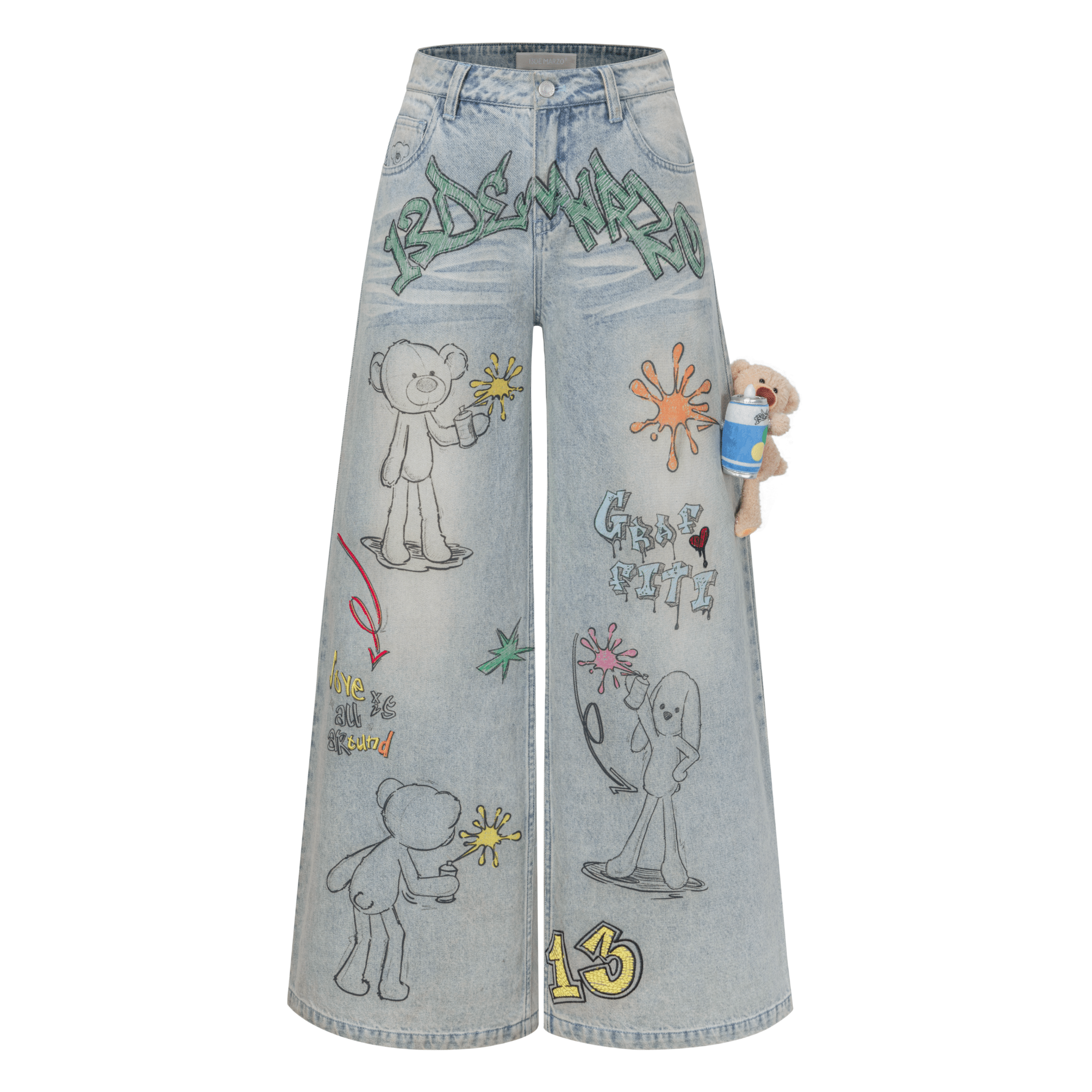 13DE MARZO Doll Spray Painted Jeans in Blue | MADAX