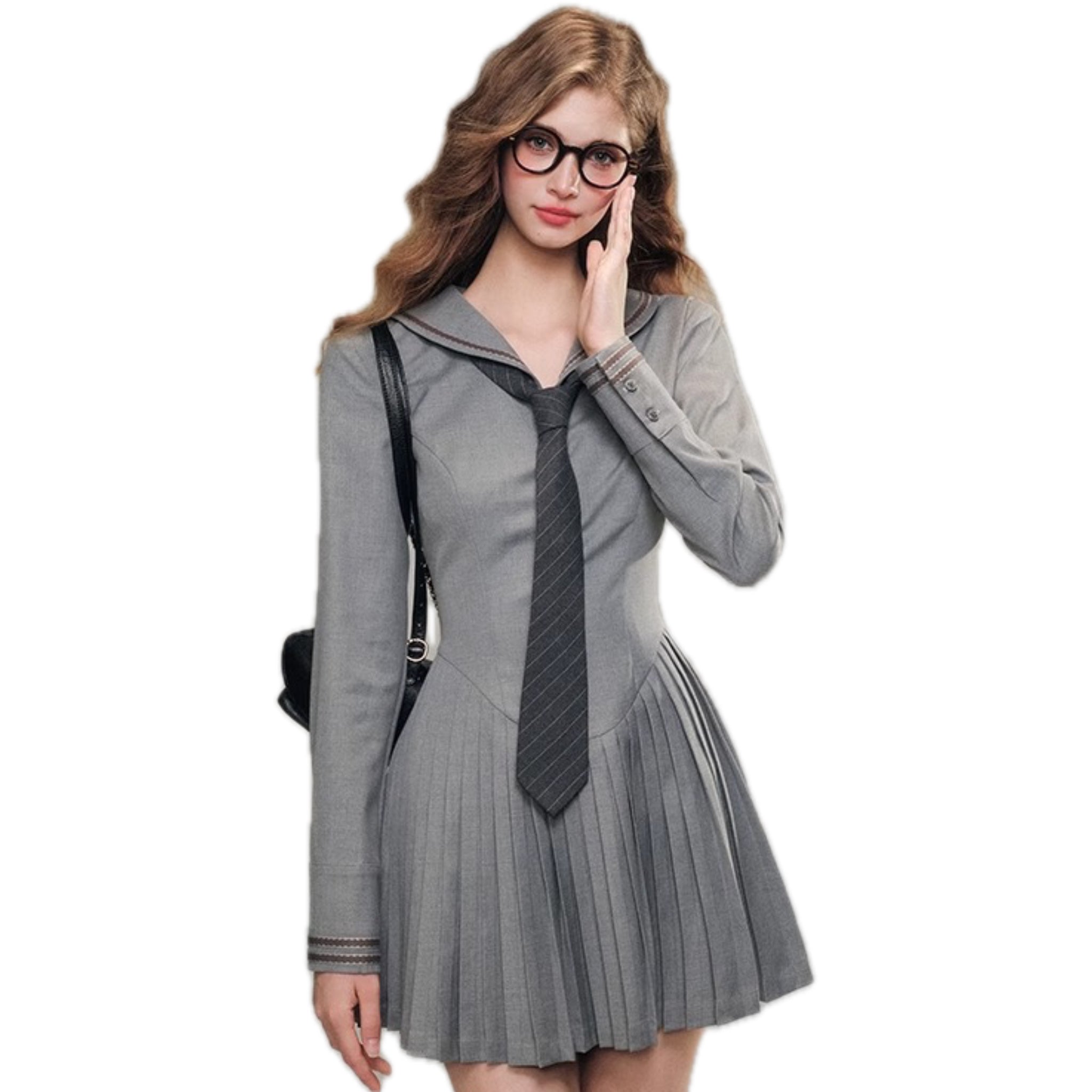 Group of Universe 'Don't Wait Fog' Suit Pleated Dress In Gray | MADAX