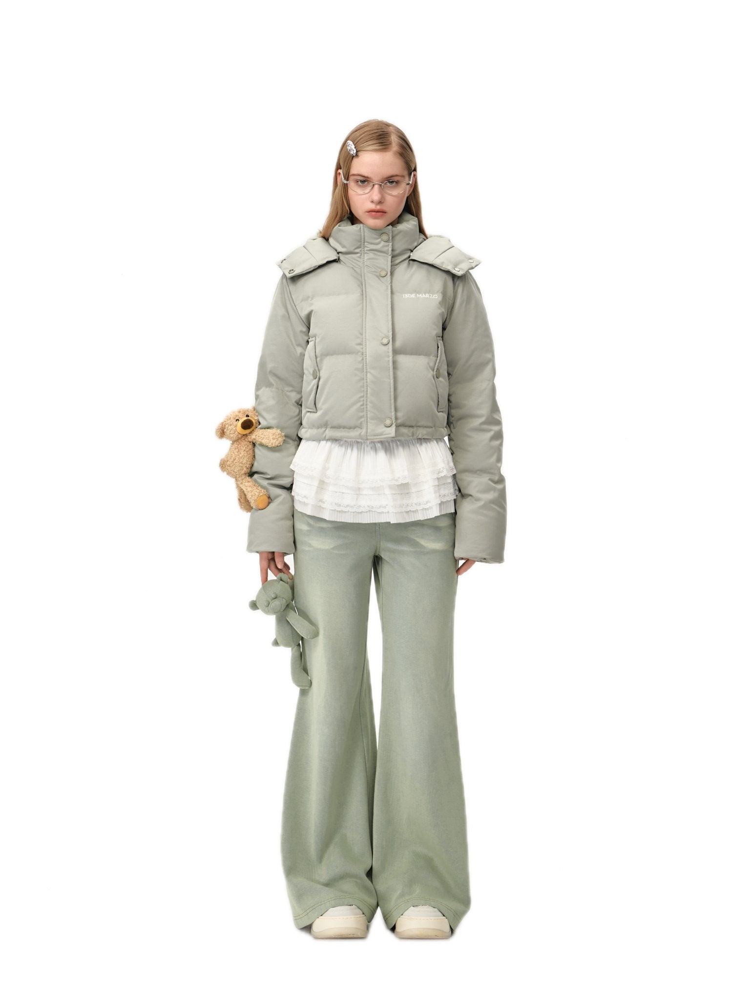 Doozoo Base Down Jacket In Khaki Gray | MADAX