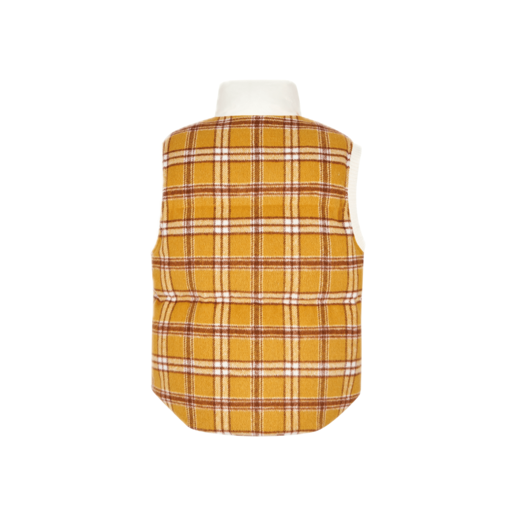 13DE MARZO Doozoo Checkered Down Vest in Ginger Yellow | MADAX
