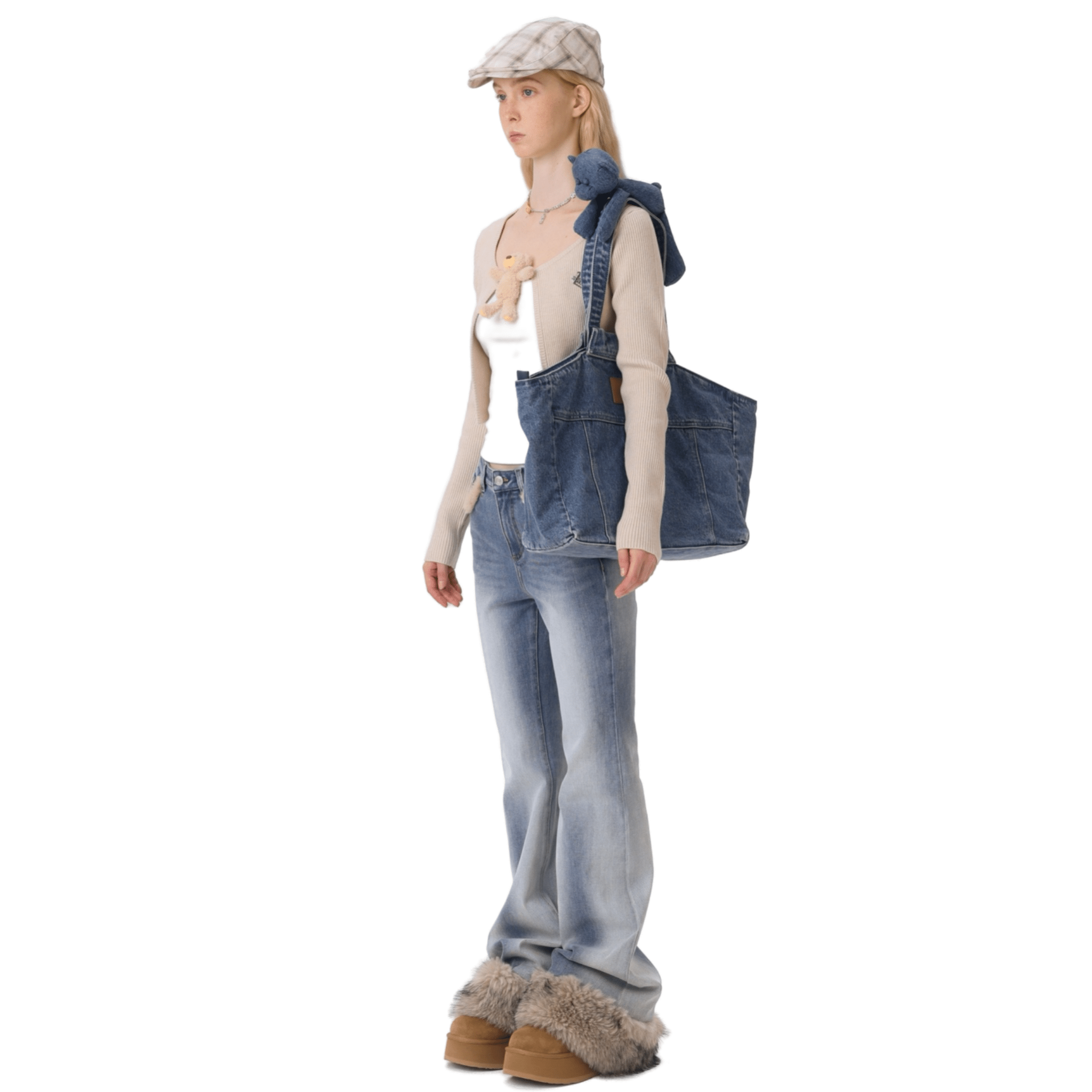 13DE MARZO Doozoo Doll Shoulder Strap Cowboy Tote Bag in Blue | MADAX