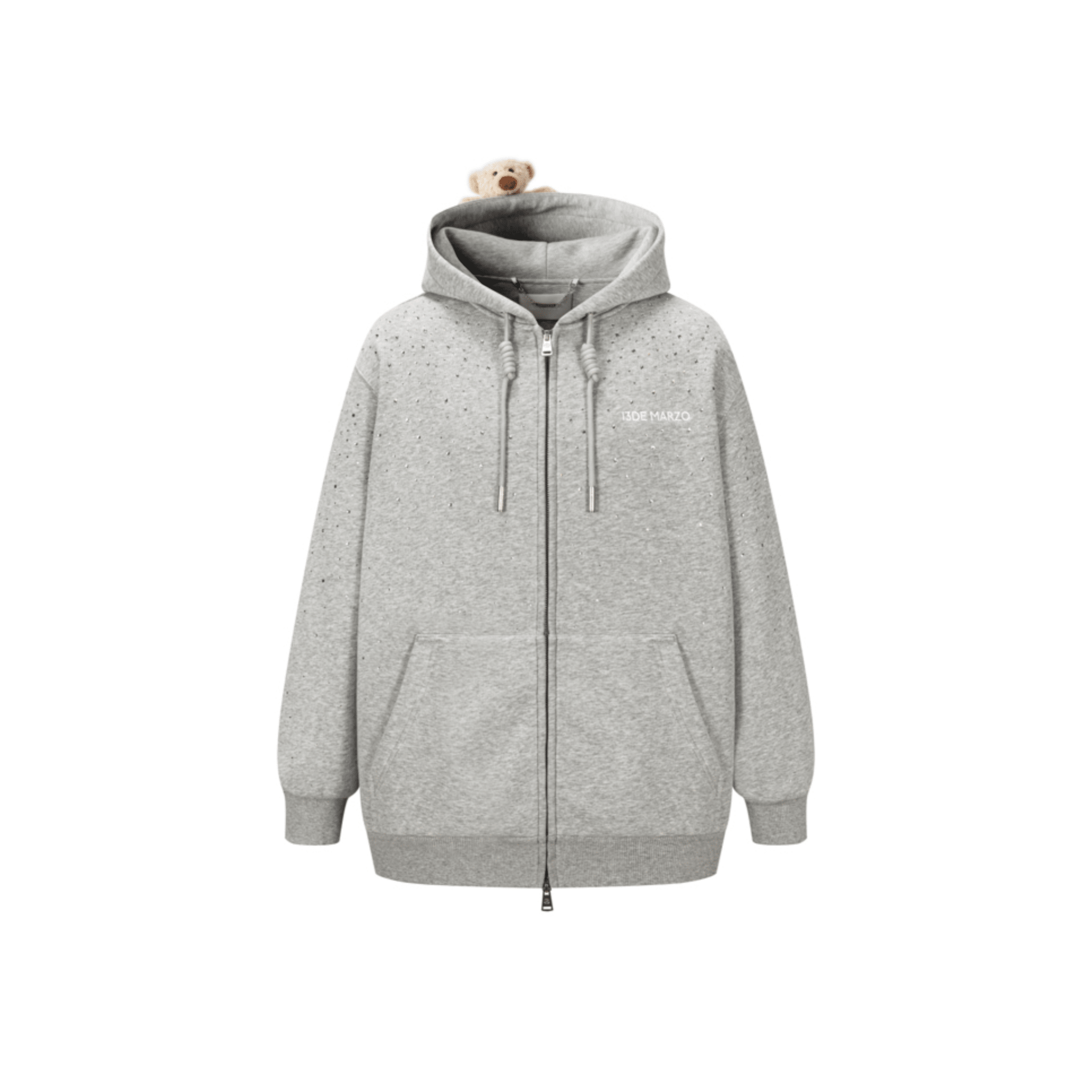 13DE MARZO DOOZOO Faux Diamond Sweatshirt in Gray | MADAX