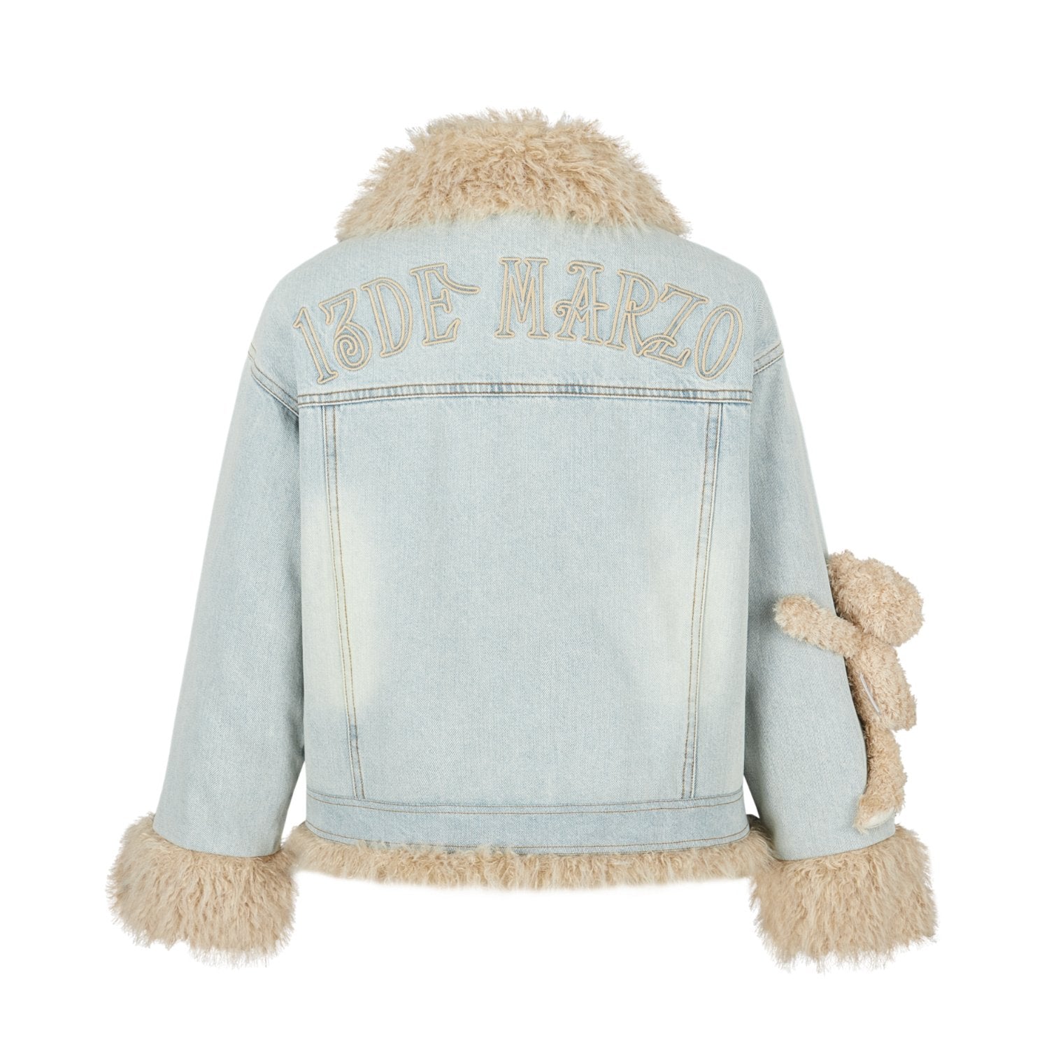 13DE MARZO Doozoo Fleece Denim Jacket In Blue | MADAX