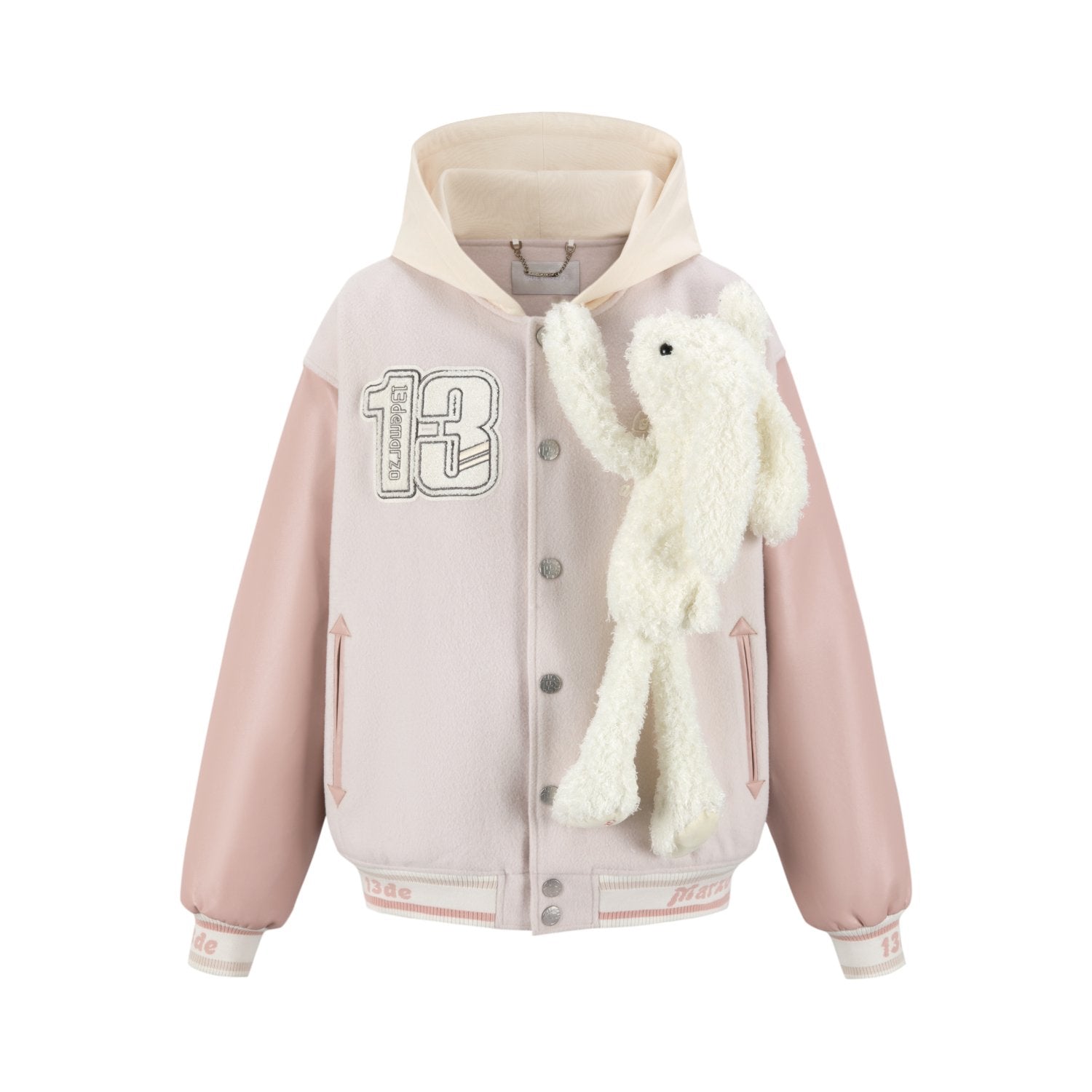 13DE MARZO Doozoo Giant Baseball Jacket In Light Pink | MADAX