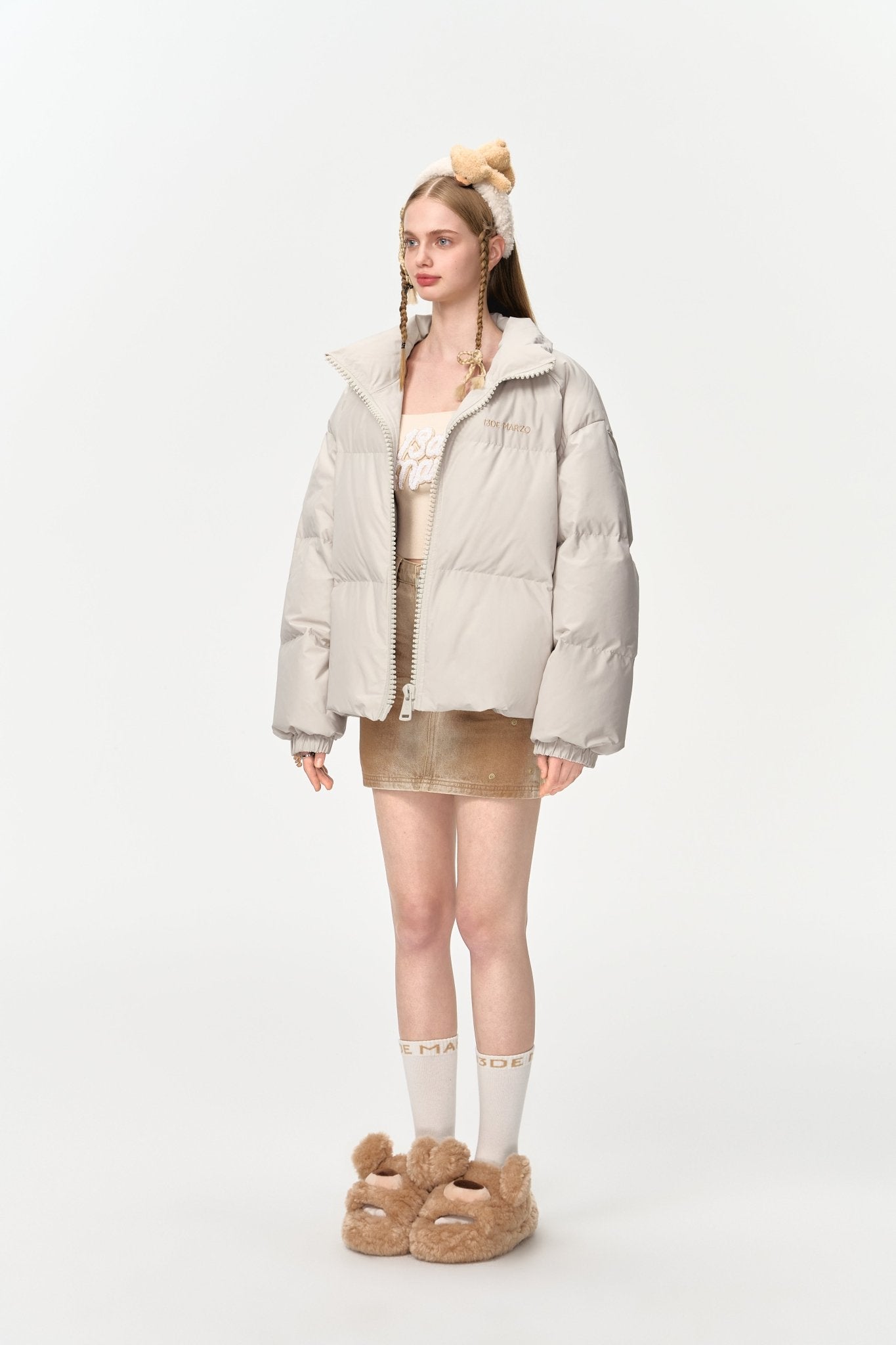 13DE MARZO Doozoo Padded Down Jacket In Beige | MADAX