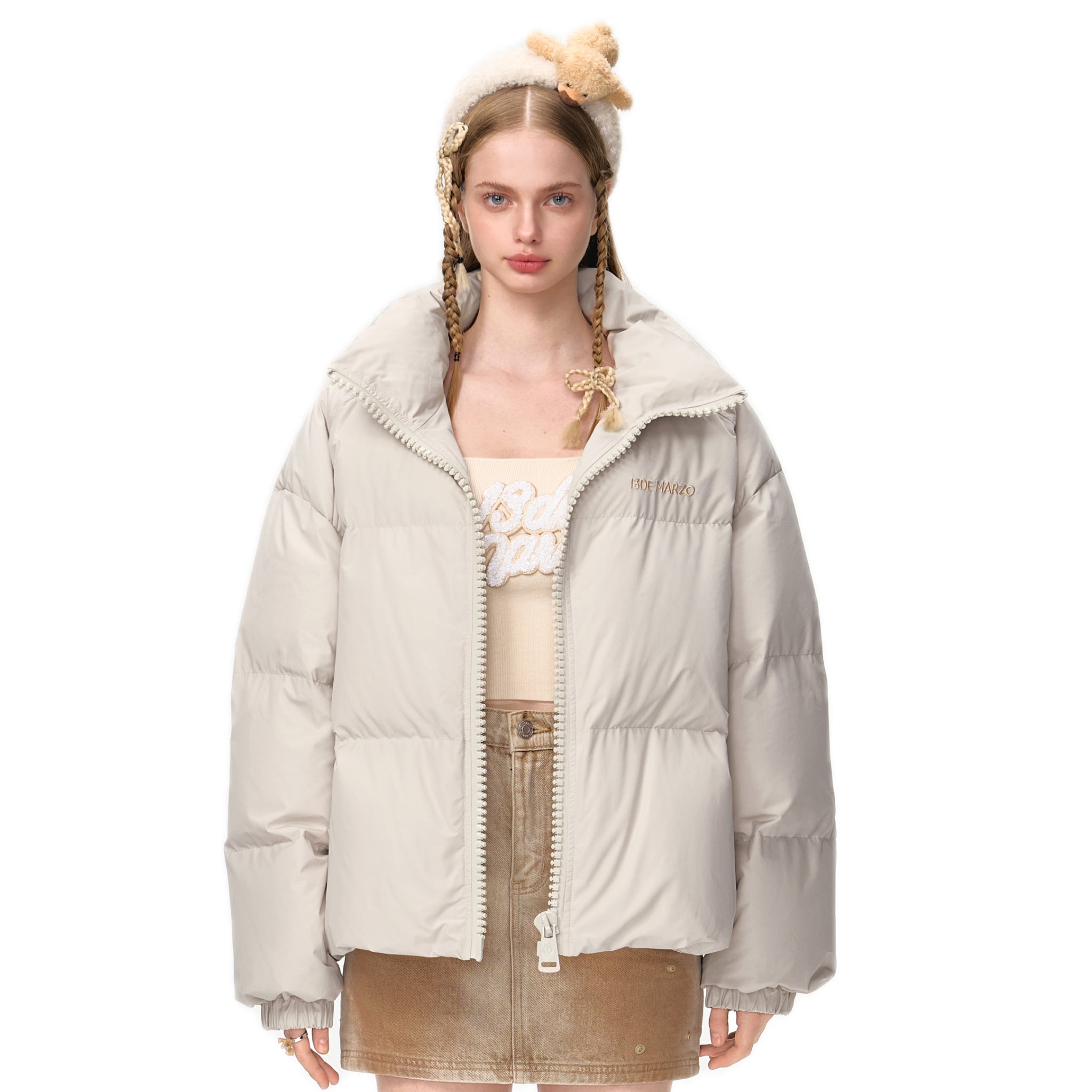 13DE MARZO Doozoo Padded Down Jacket In Beige | MADAX