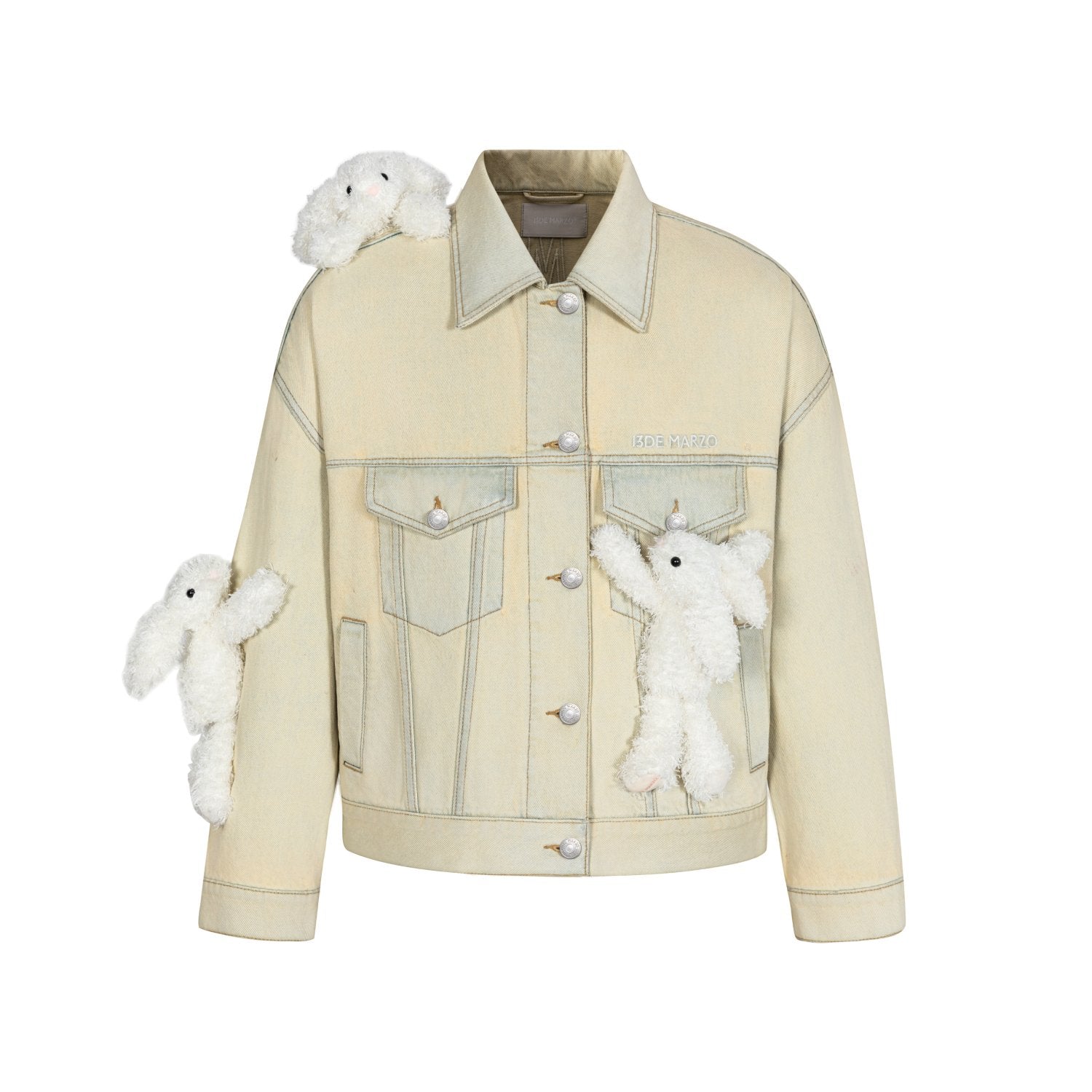 13DE MARZO Doozoo Vintage Denim Jacket In Beige | MADAX