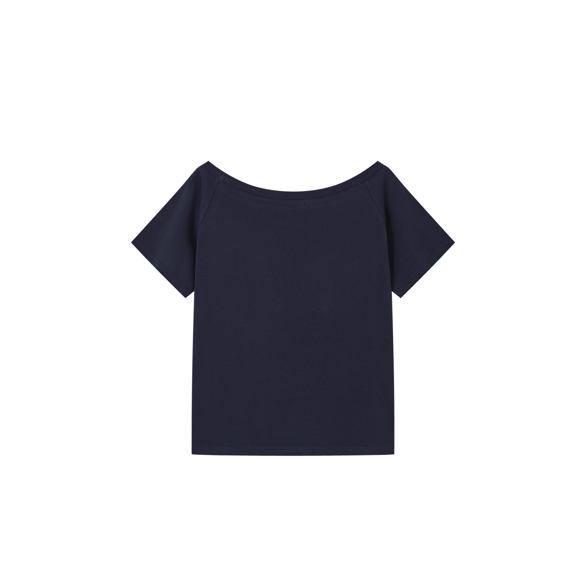 SOMESOWE Dopamine Strawberry Off-Shoulder T-Shirt in Navy Blue | MADAX