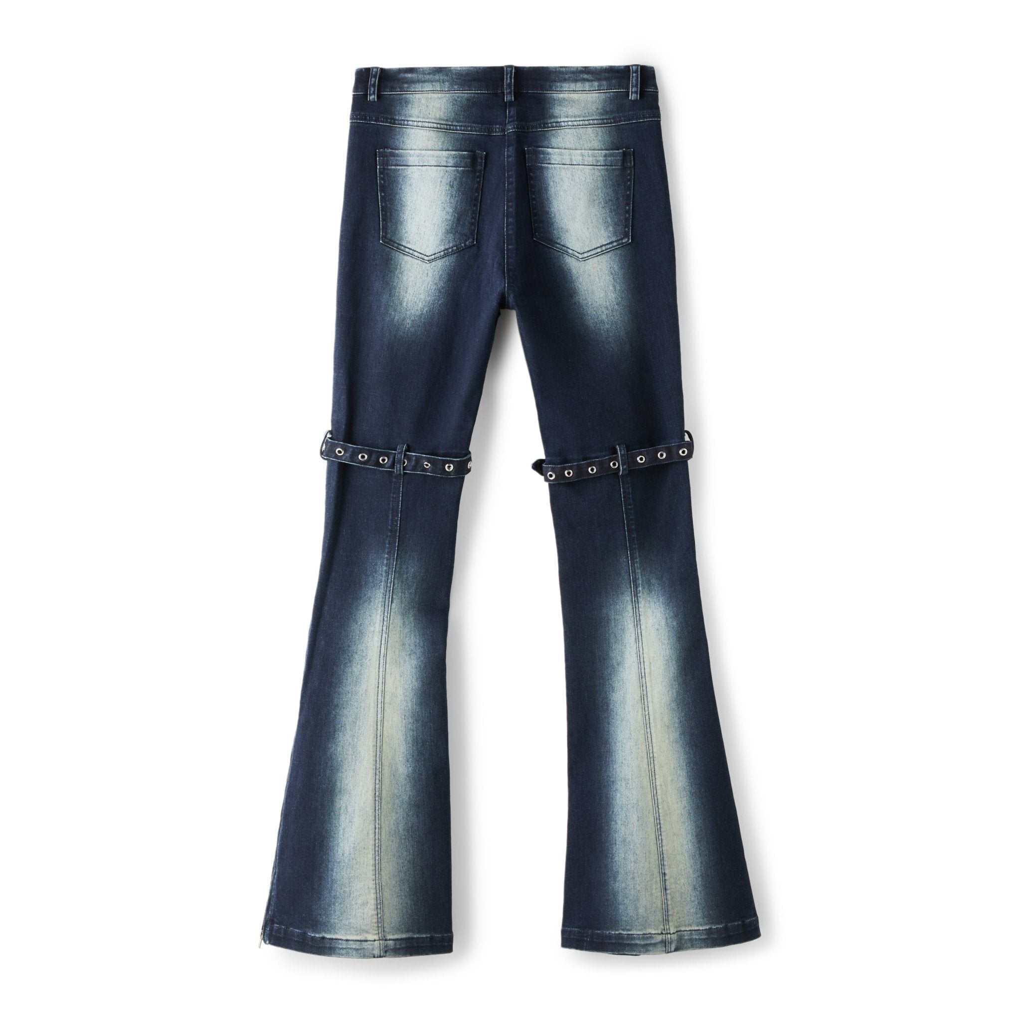 LOST IN ECHO Double-buckle Skinny Acid-wash Denim Flared Pants | MADA IN CHINA