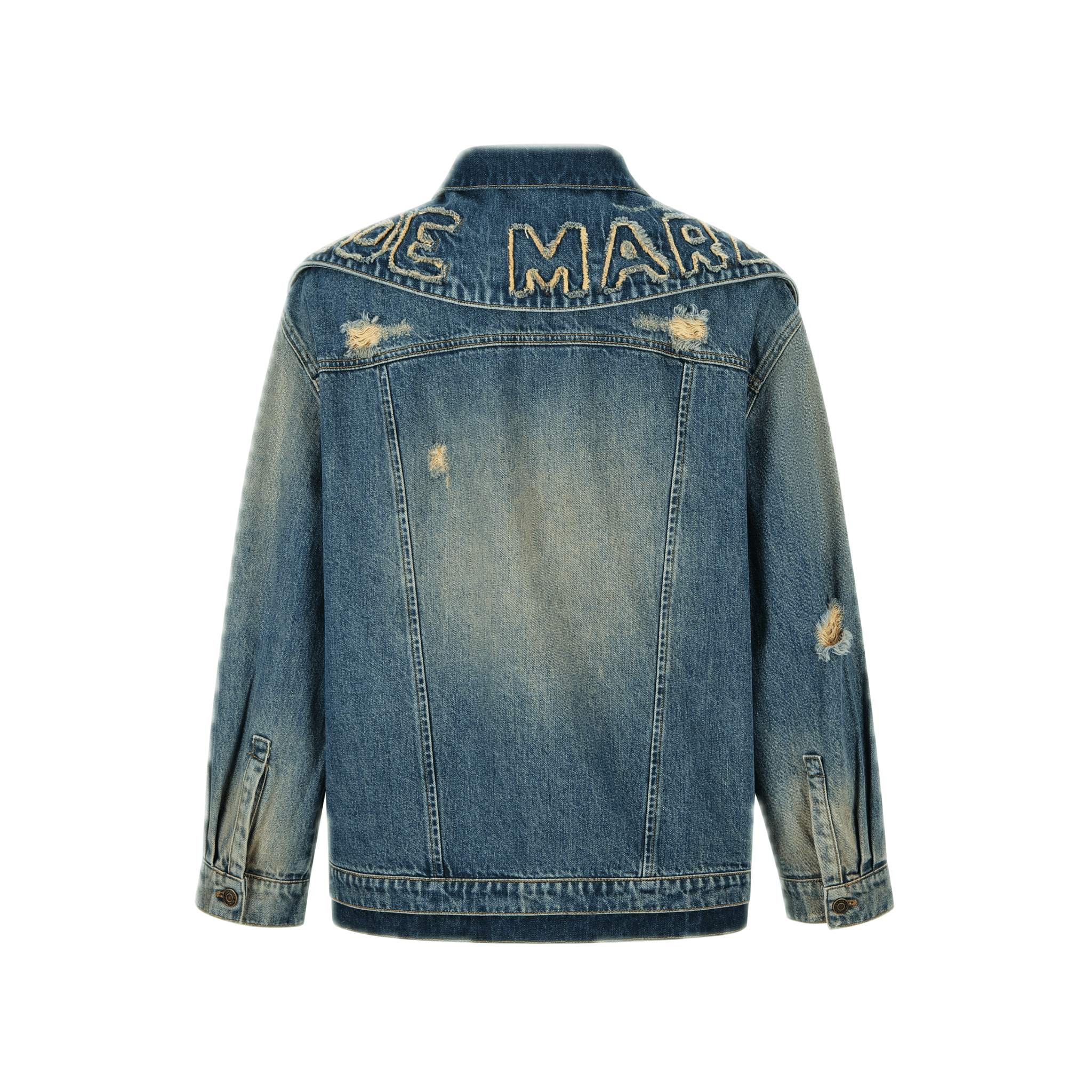 13DE MARZO Double Collar Denim Jacket in Vintage Blue | MADAX