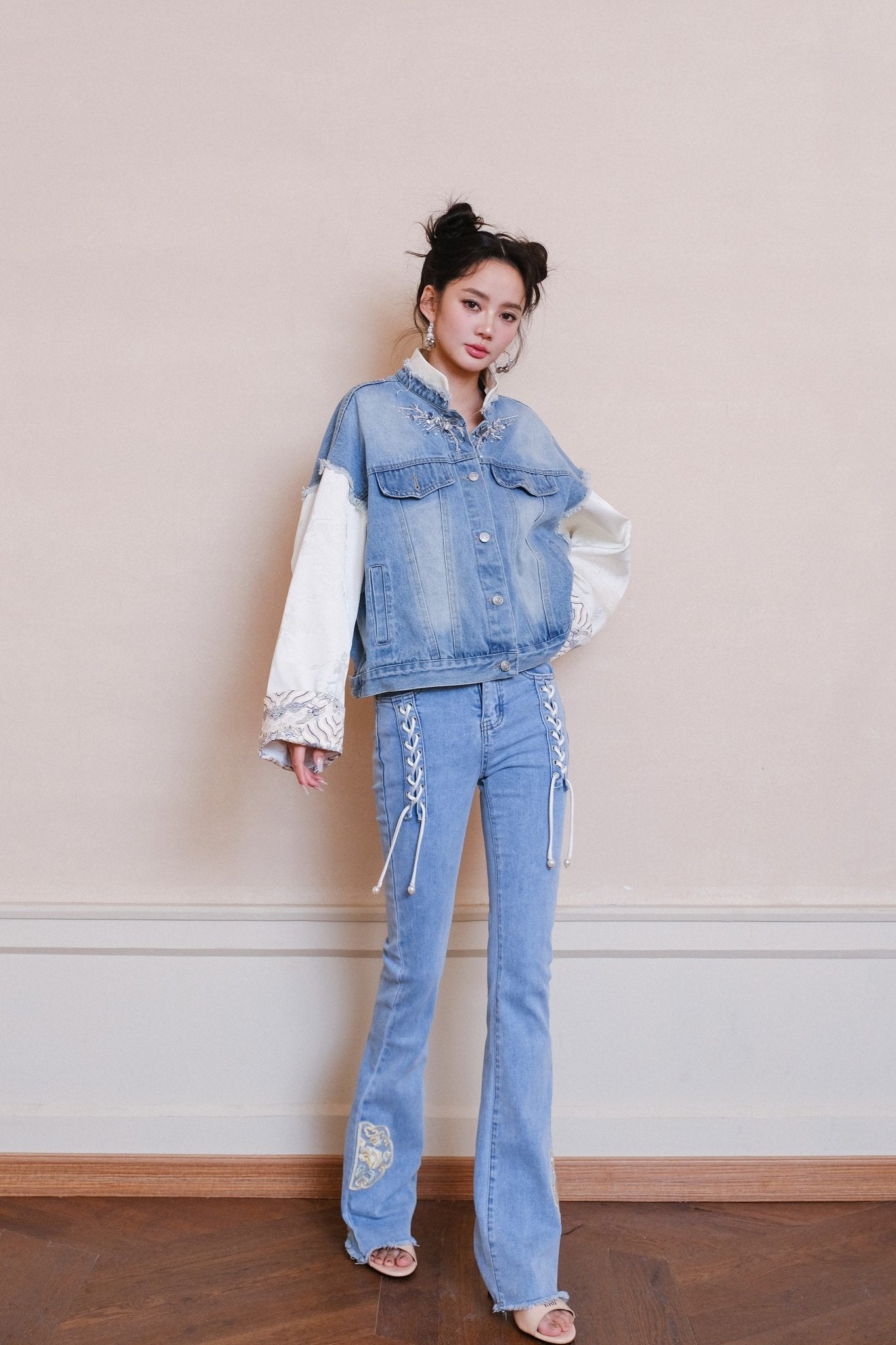 AIMME SPARROW Double Lace Jeans In Blue | MADAX