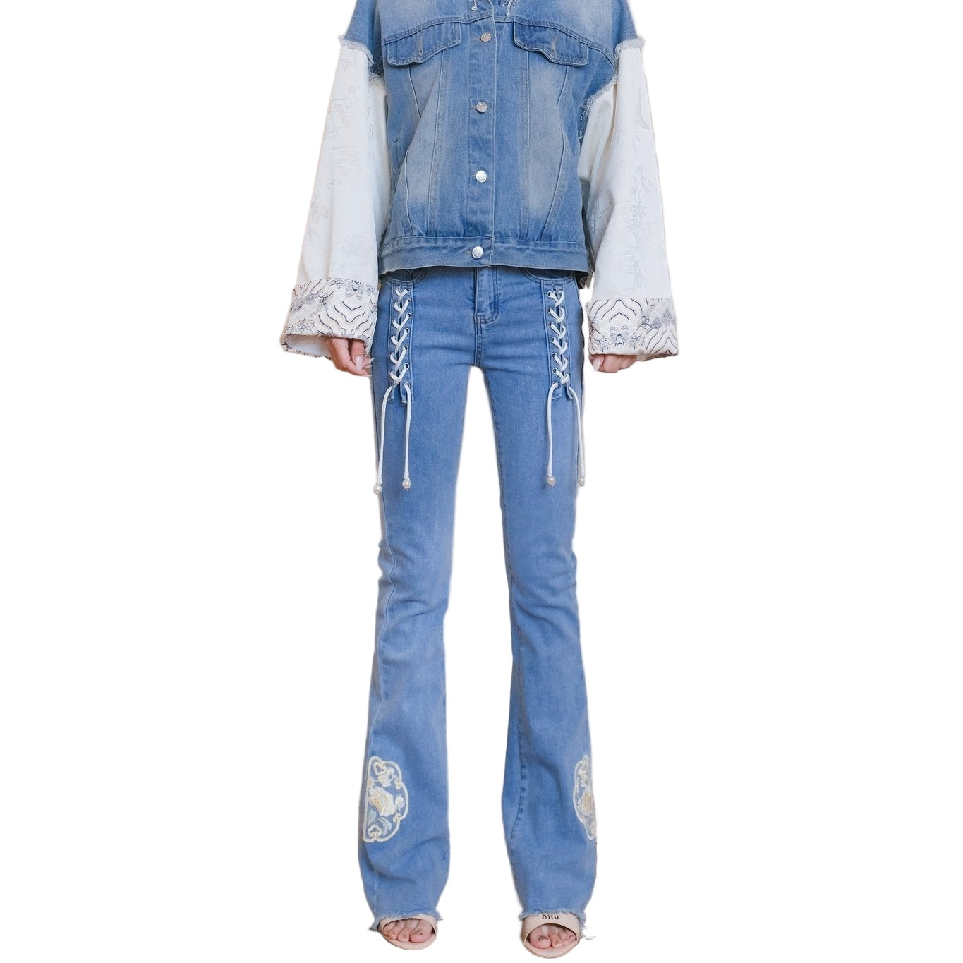 AIMME SPARROW Double Lace Jeans In Blue | MADAX