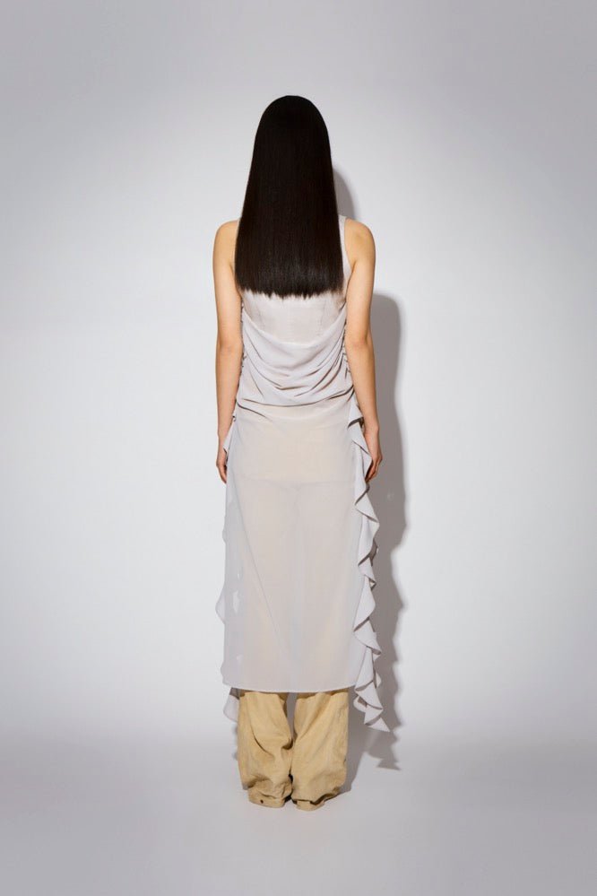 CPLUS SERIES Double-layered Dress with High Slit and Ruffle | MADA IN CHINA