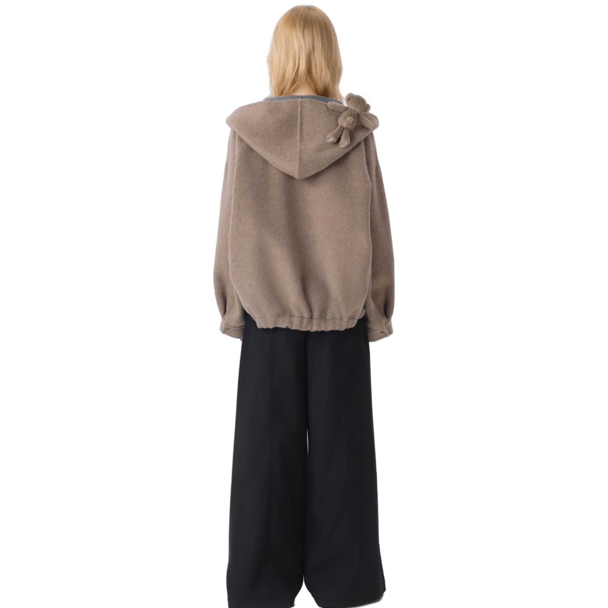 13DE MARZO Double - sided Hooded Jacket in Brown - grey | MADAX