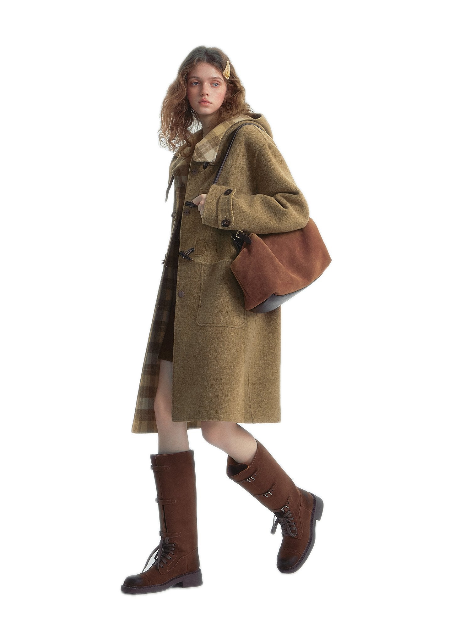 SOMESOWE Double - Sided Horn Button Coat In Khaki | MADAX