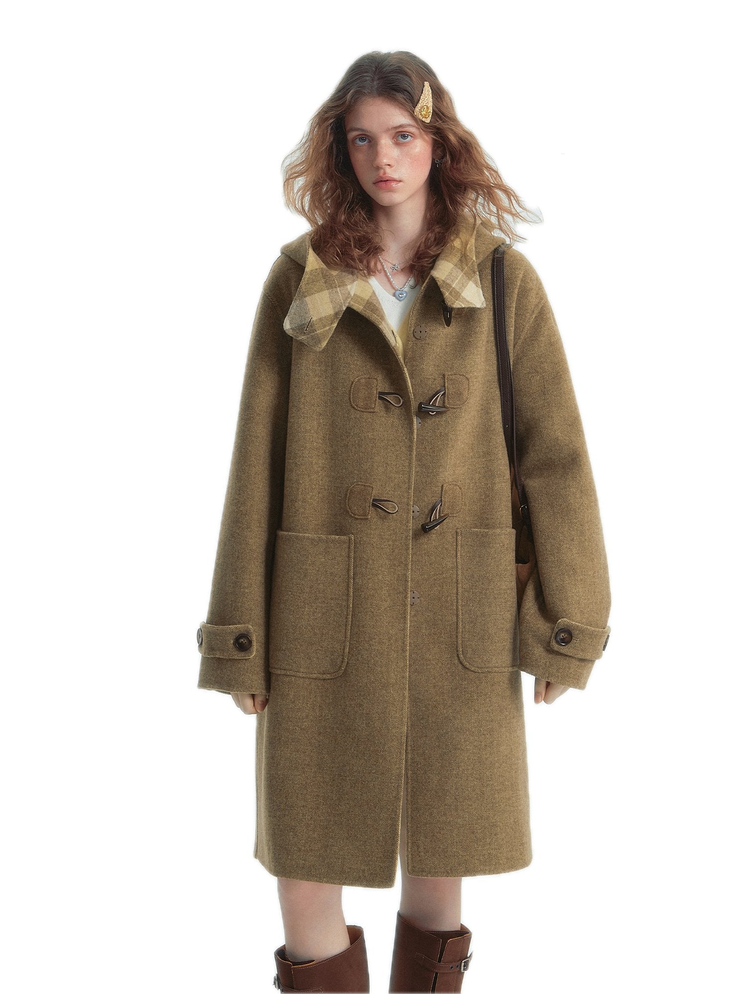 SOMESOWE Double - Sided Horn Button Coat In Khaki | MADAX