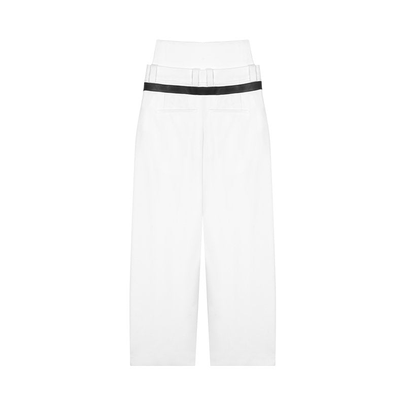 UNAWARES Double Silhouette Pinched Leg Trousers In White | MADAX