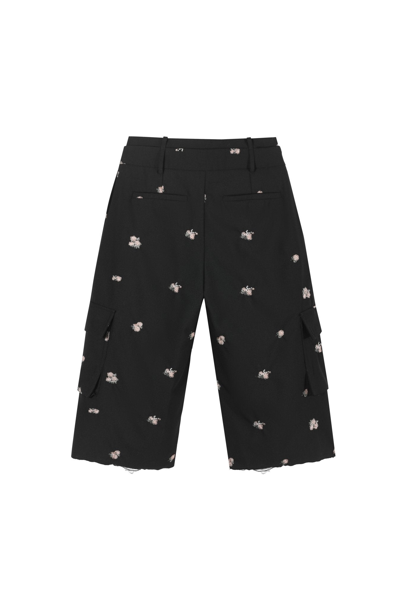Alexia Sandra Double Waistband Embroidered Cargo Capri Pants In Black | MADAX