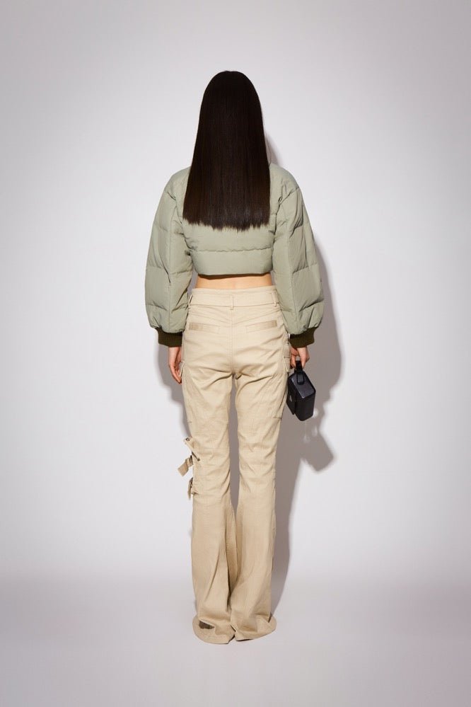 CPLUS SERIES Double-waistband Fitted Cargo Trousers in Khaki | MADA IN CHINA