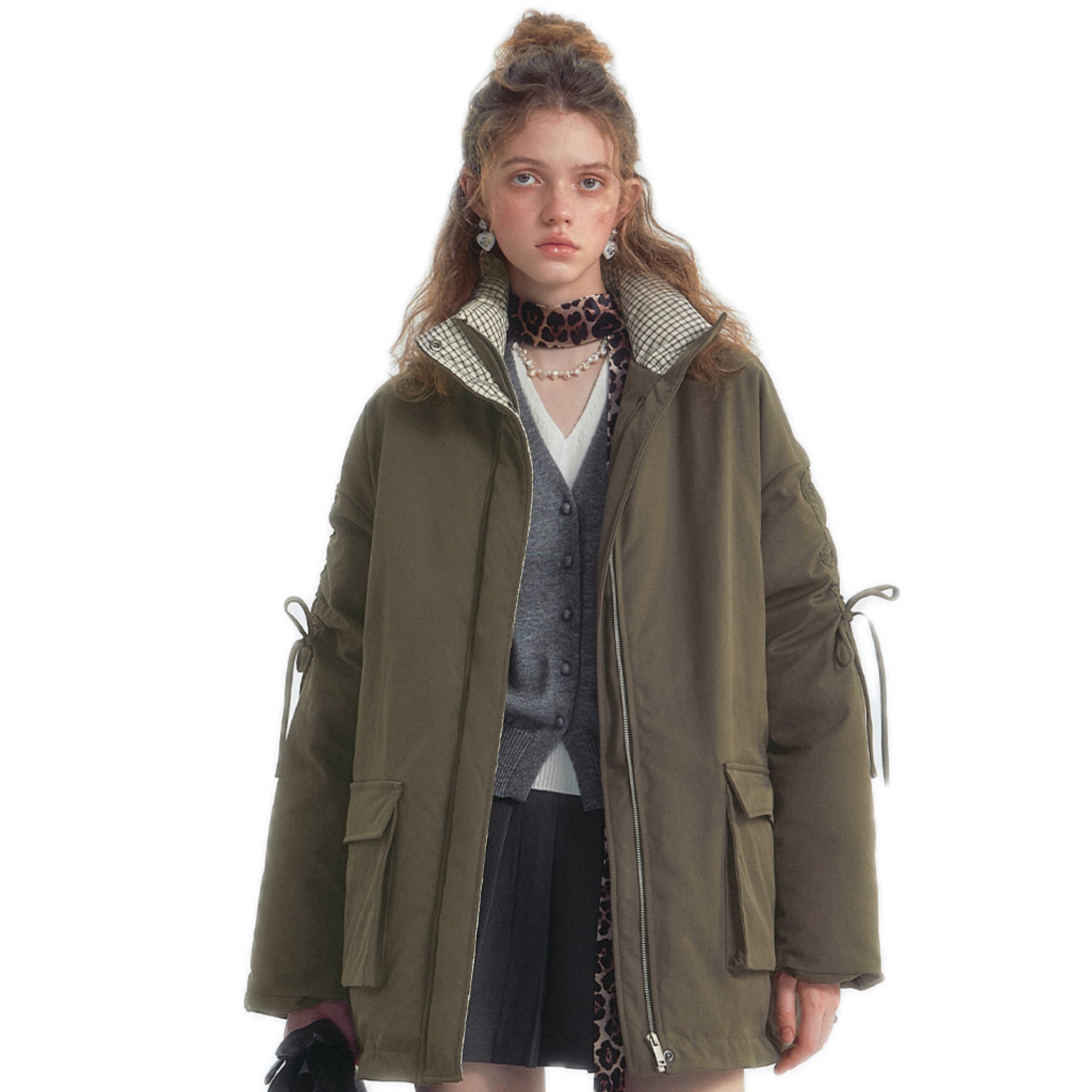 SOMESOWE Drawstring Bow Workwear Down Jacket | MADAX