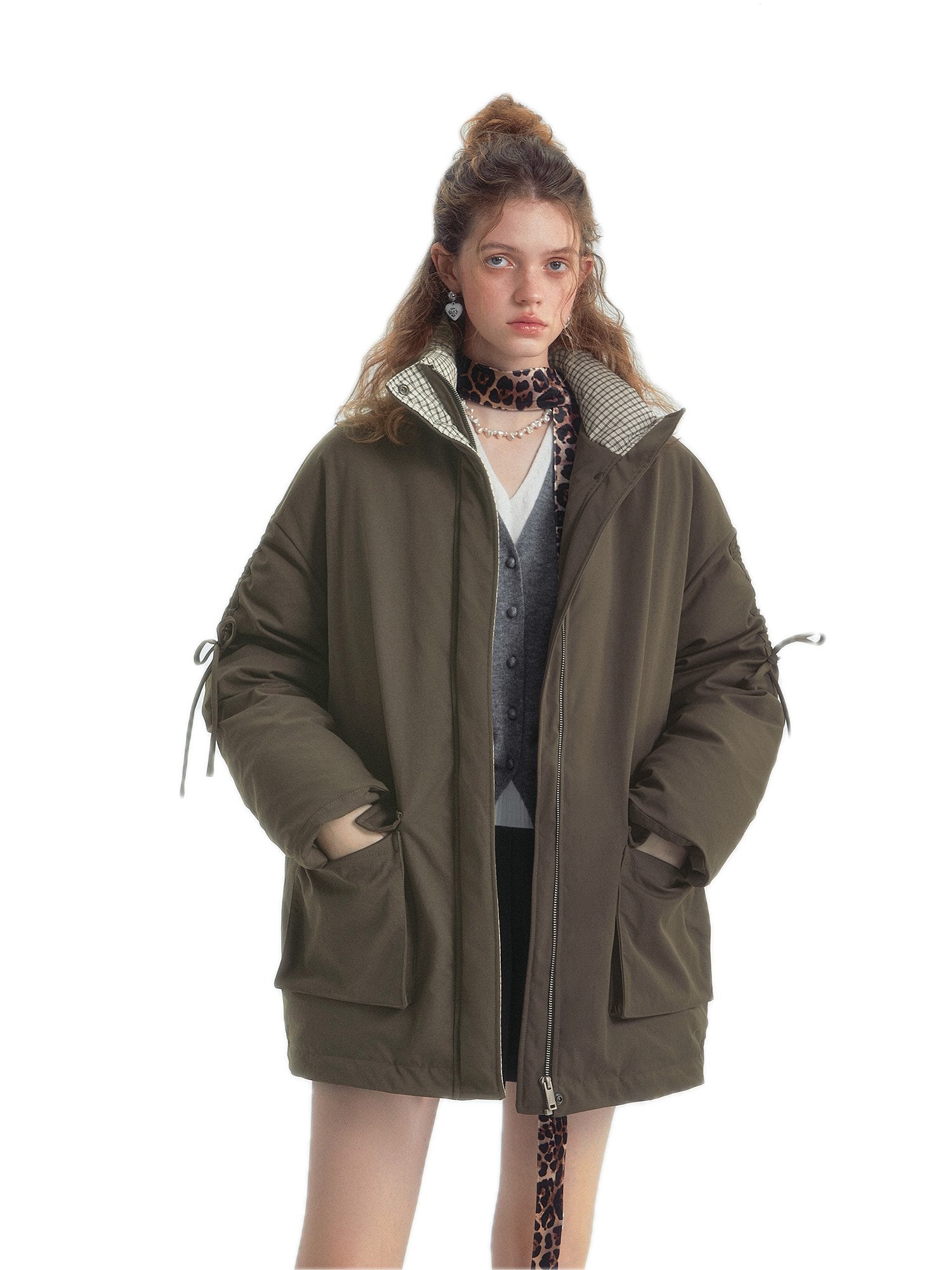 SOMESOWE Drawstring Bow Workwear Down Jacket | MADAX