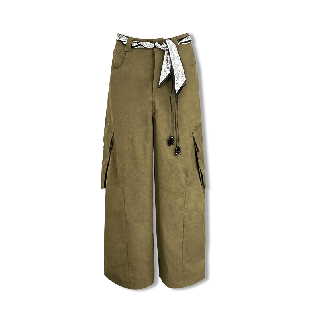 AIMME SPARROW Drawstring Pocket Cargo Pants In Army Green | MADAX
