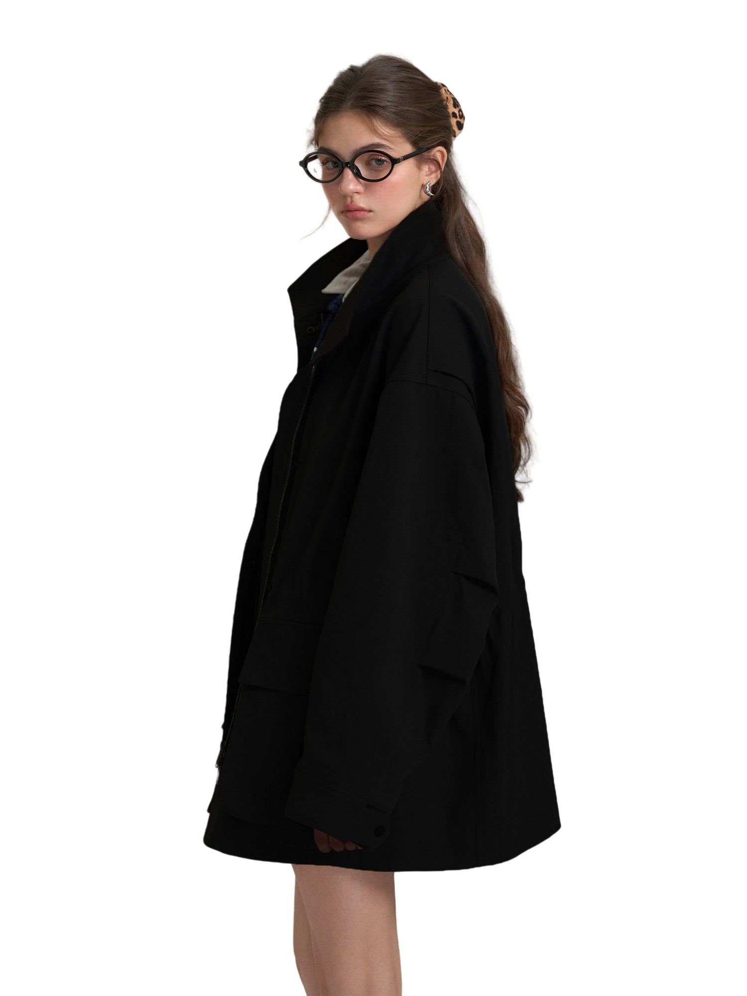 SOMESOWE Drawstring Workwear Bow Jacket In Black | MADAX