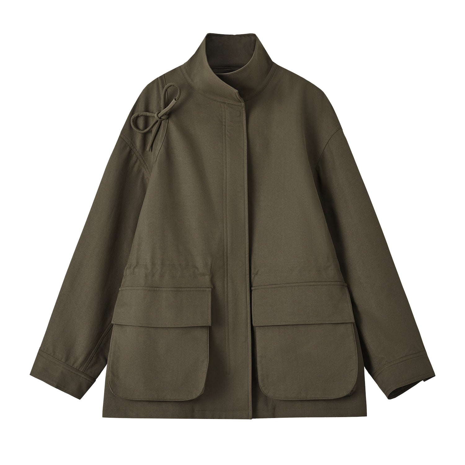 SOMESOWE Drawstring Workwear Bow Jacket In Green | MADAX