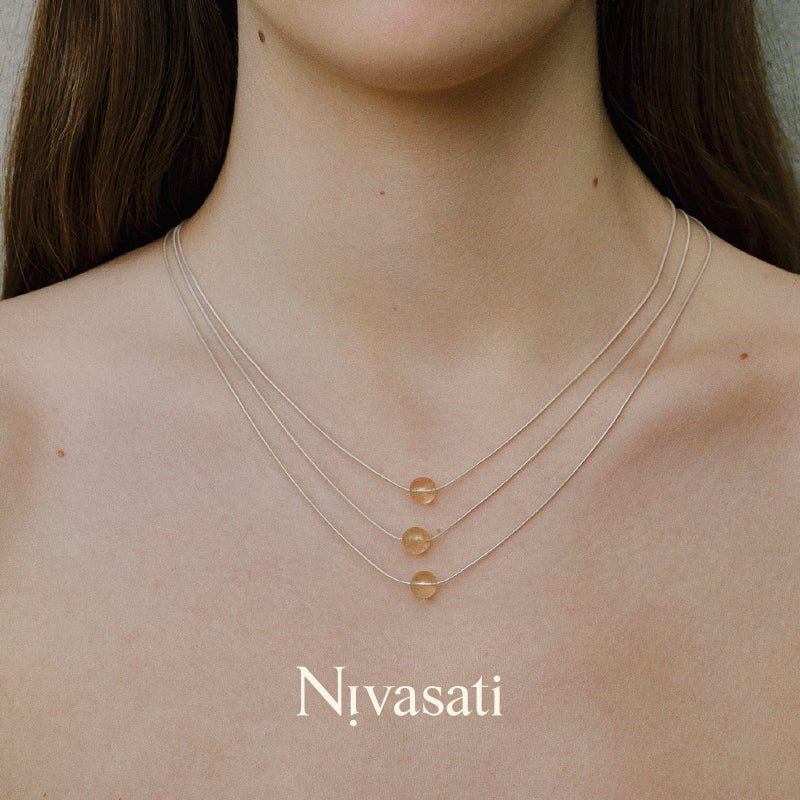 Nivasati Drops Series Crystal Trio Necklace In Gold | MADA IN CHINA