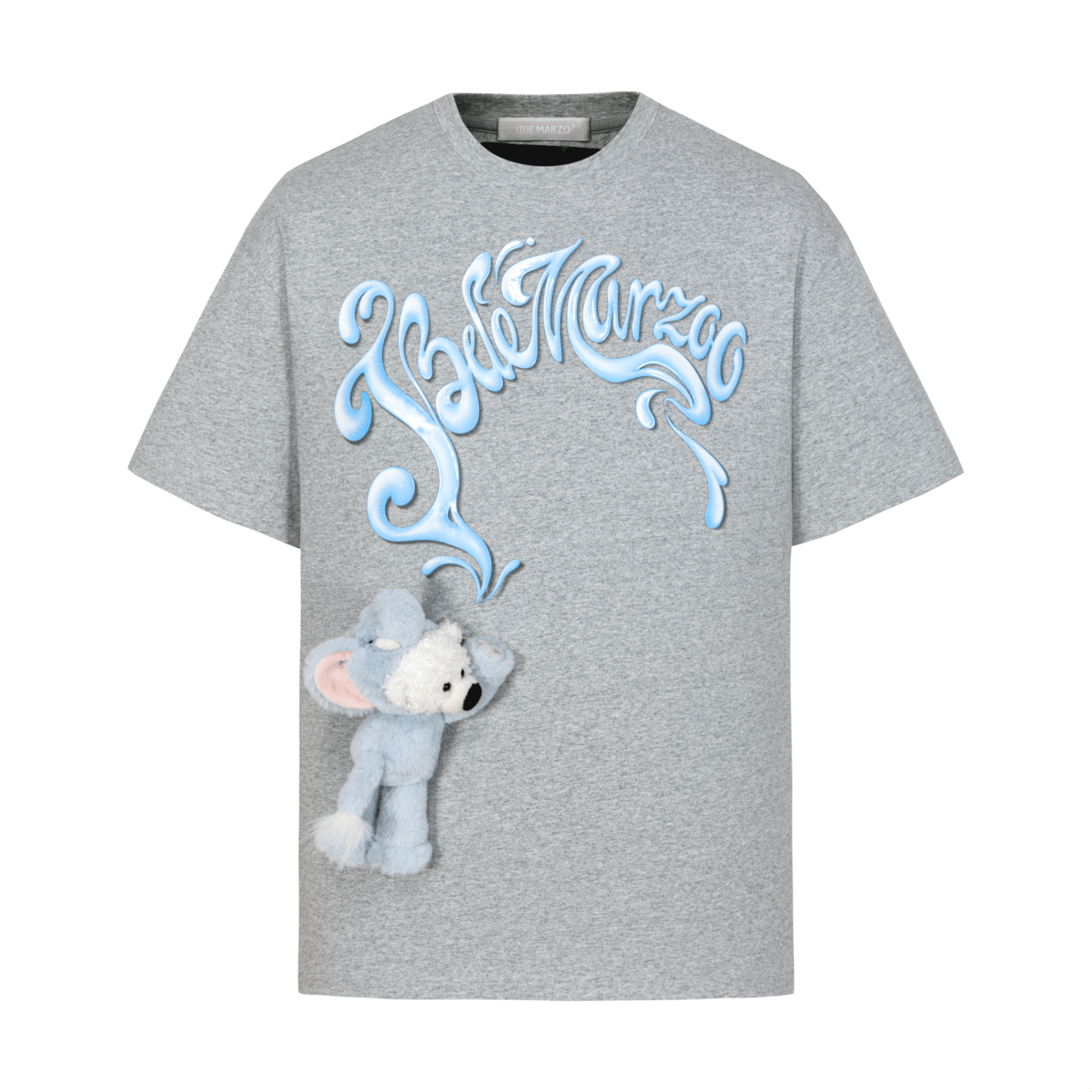 13DE MARZO Elephant and Bear Print LOGO Short Sleeves in Grey | MADAX