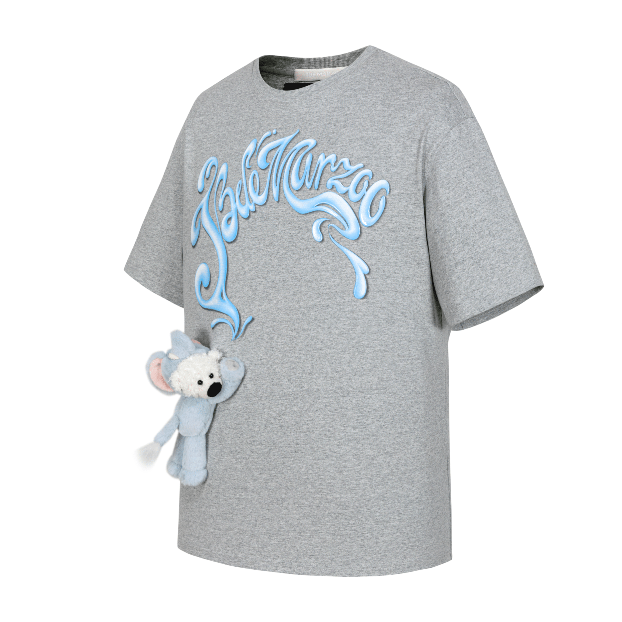 13DE MARZO Elephant and Bear Print LOGO Short Sleeves in Grey | MADAX