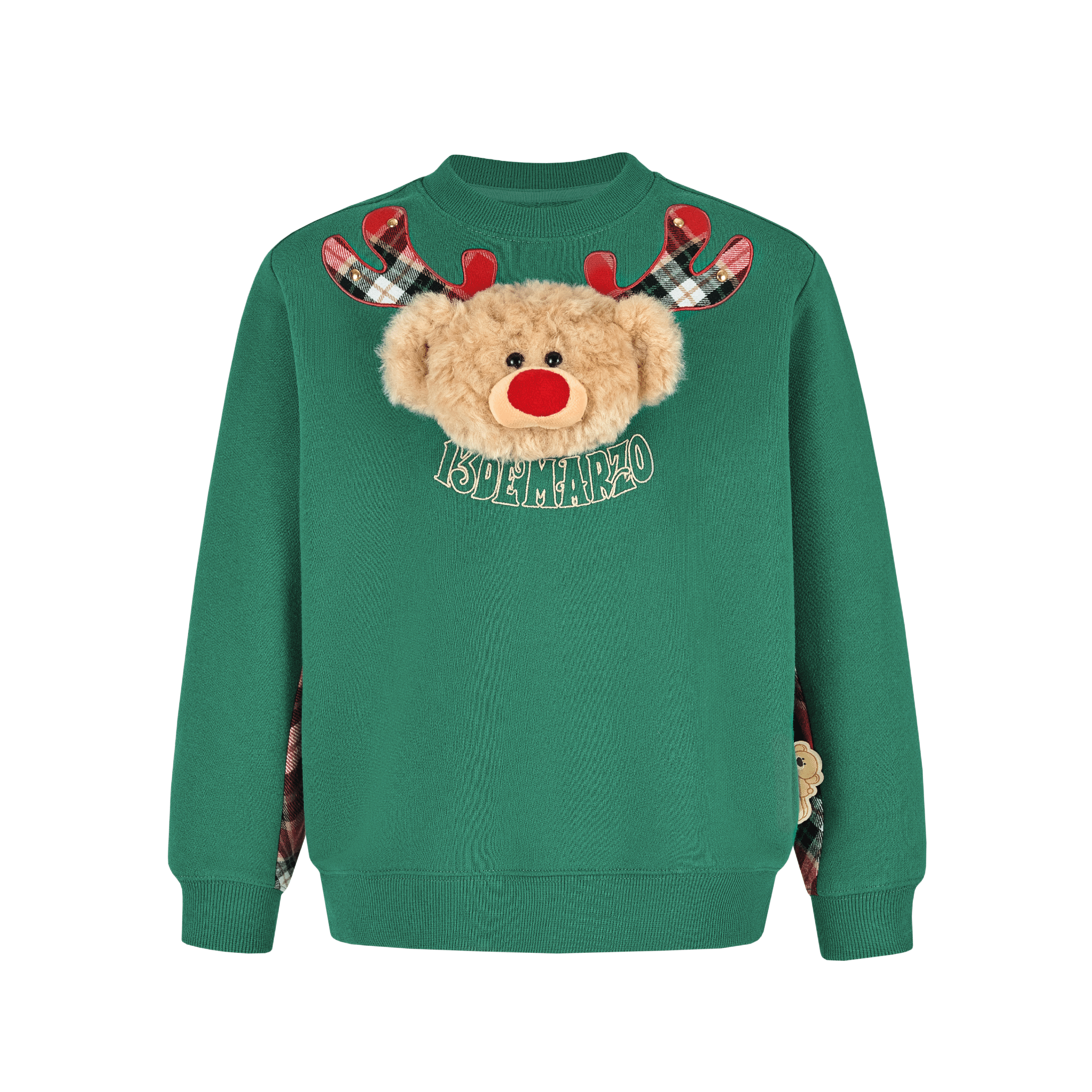 13DE MARZO Elk Bear Doll Baby Sweatshirt in Green | MADAX