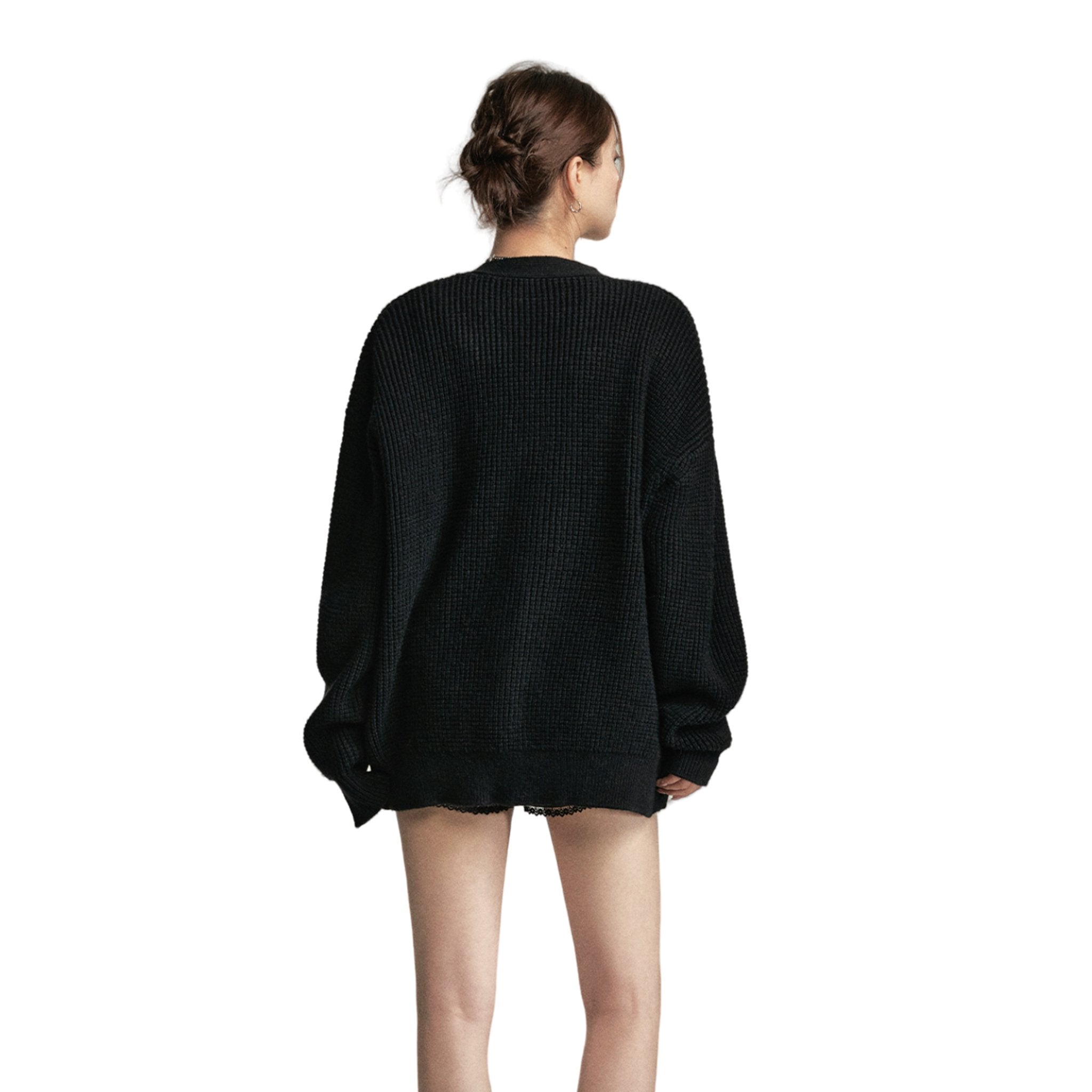 SOMESOWE Embroidered -flower Cardigan In Black | MADA IN CHINA