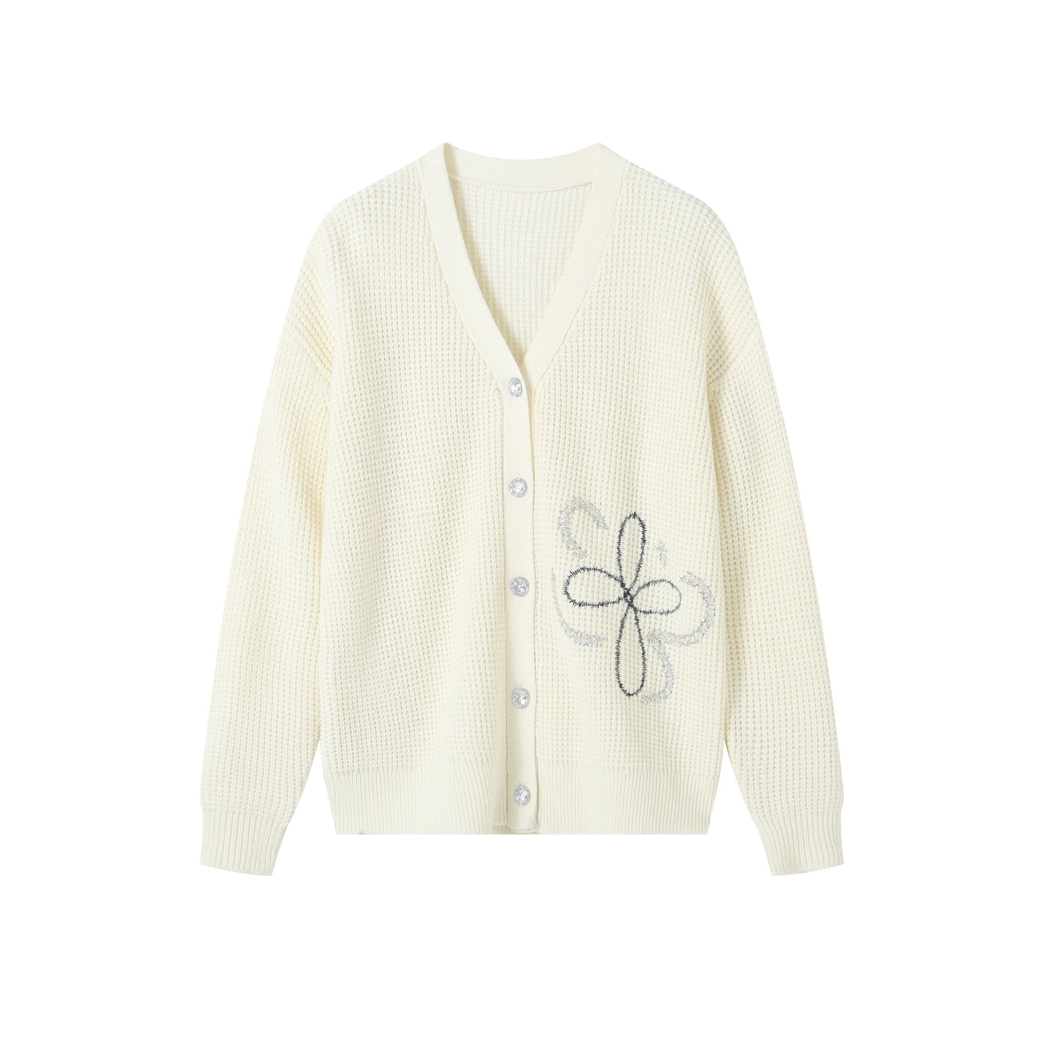 SOMESOWE Embroidered -flower Cardigan In White | MADA IN CHINA