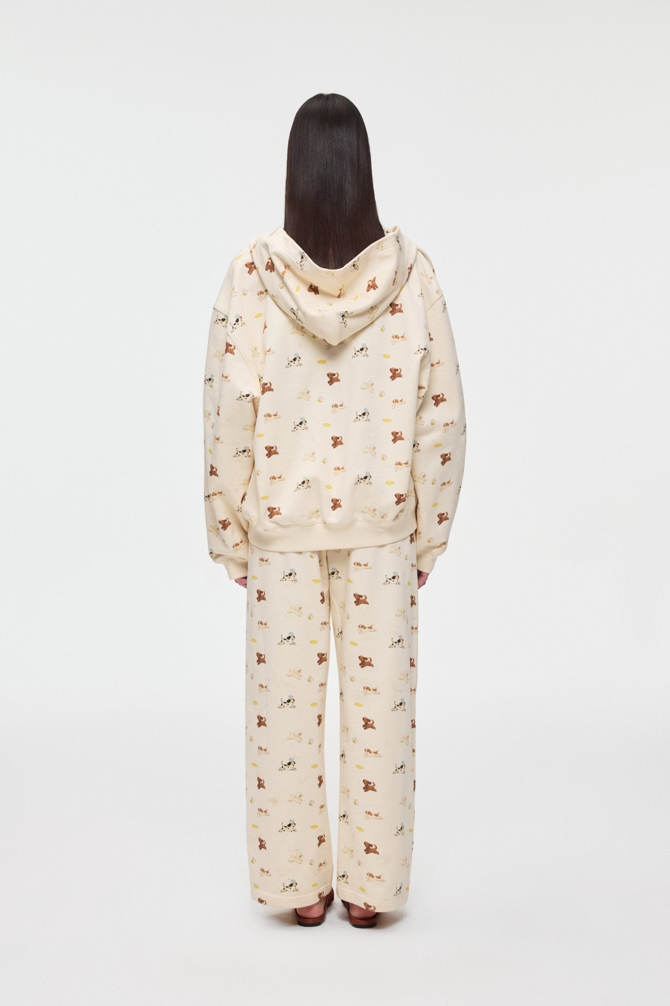 Alexia Sandra Embroidered Frisbee Puppy Track Pants In Beige | MADAX