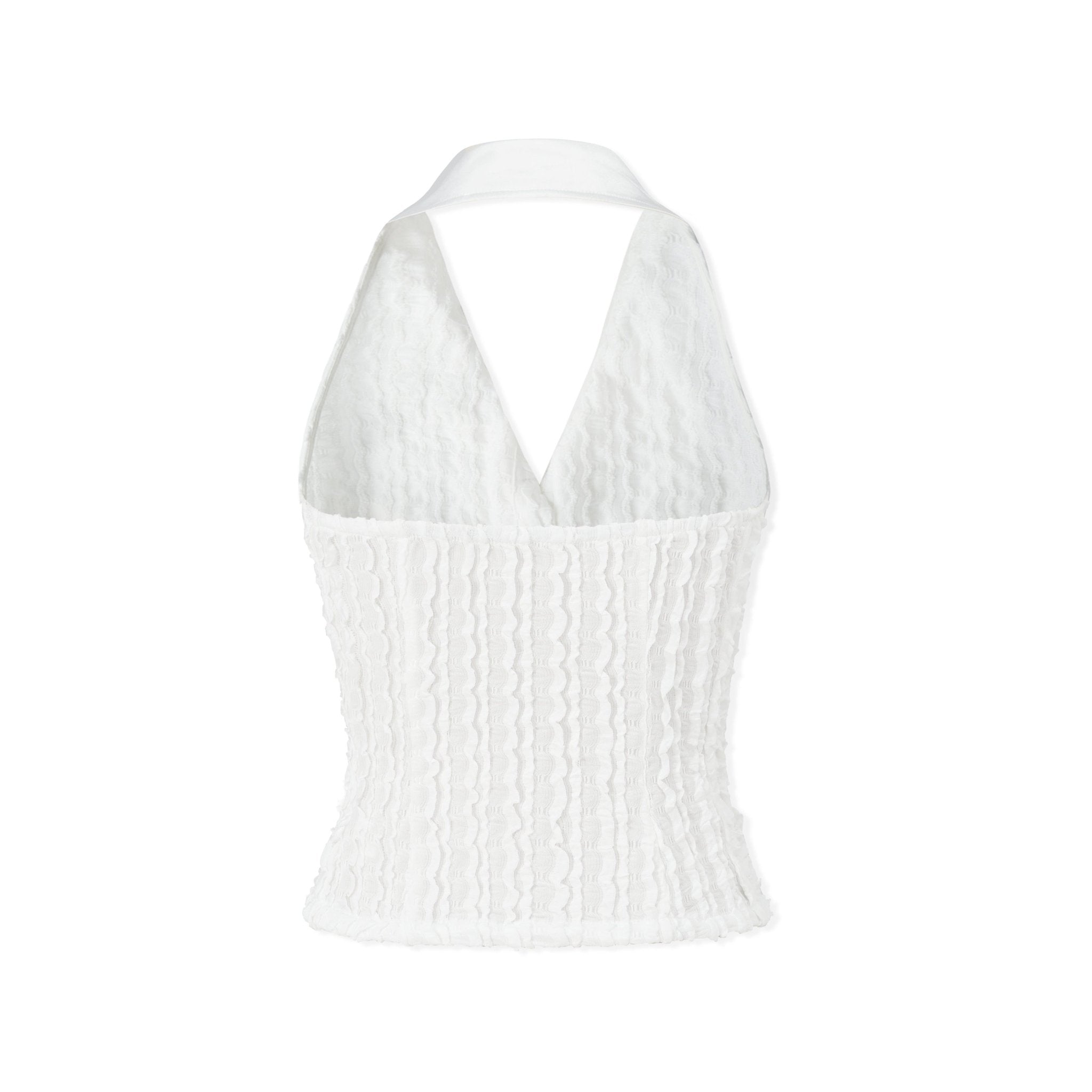 NAWS Embroidered LOGO Sleeveless Halter Neck Tank Top in White | MADAX