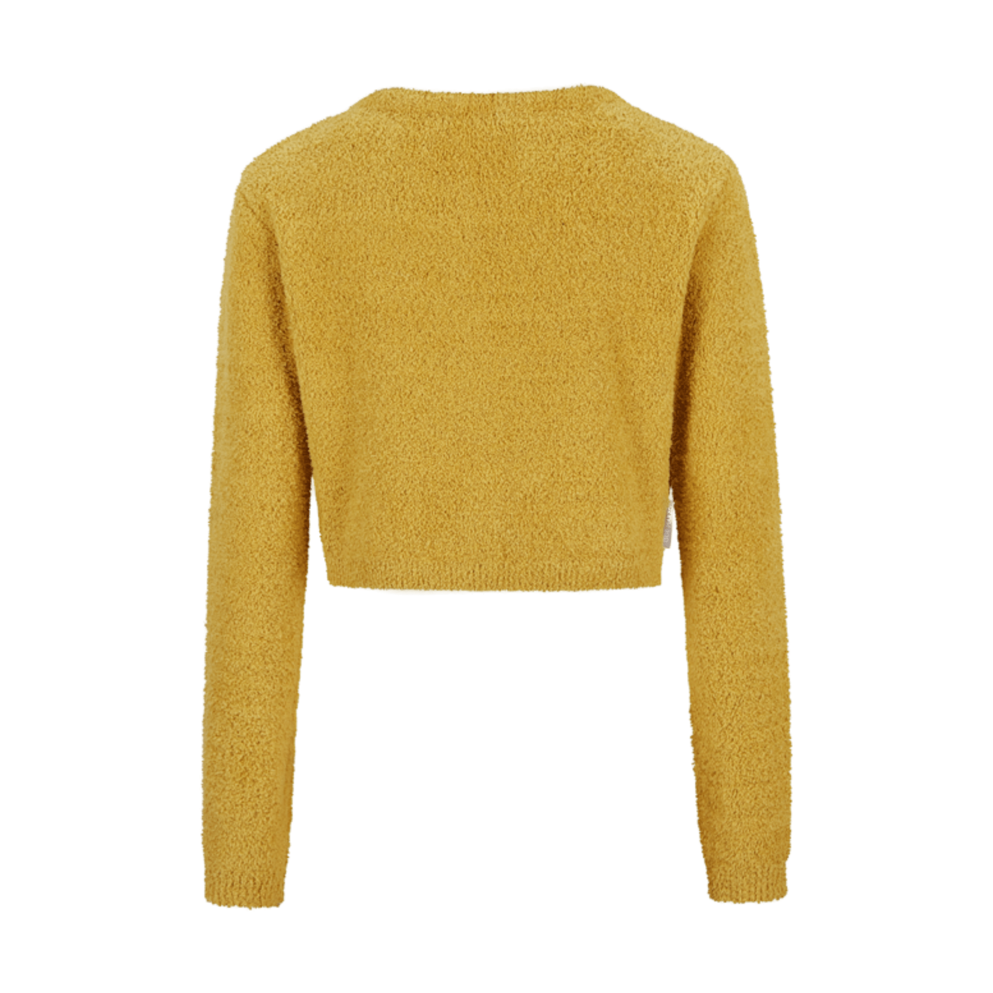 13DE MARZO Embroidered Plush Knit Cardigan in Yellow | MADAX