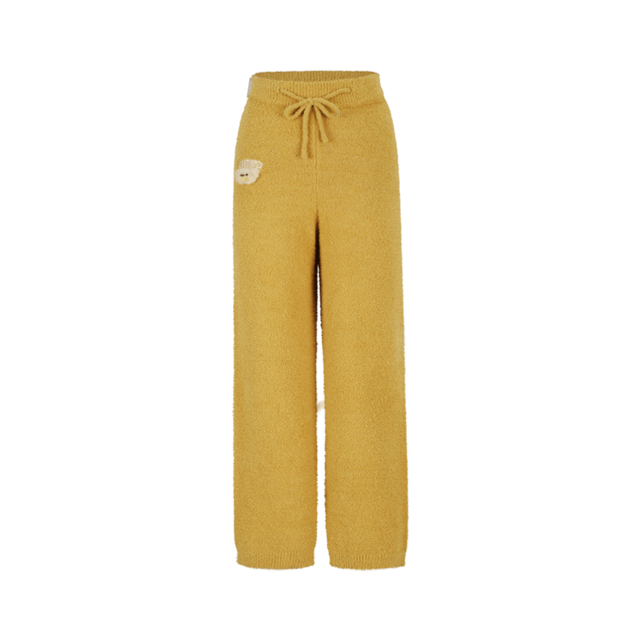 13DE MARZO Embroidered Plush Trousers in Yellow | MADAX